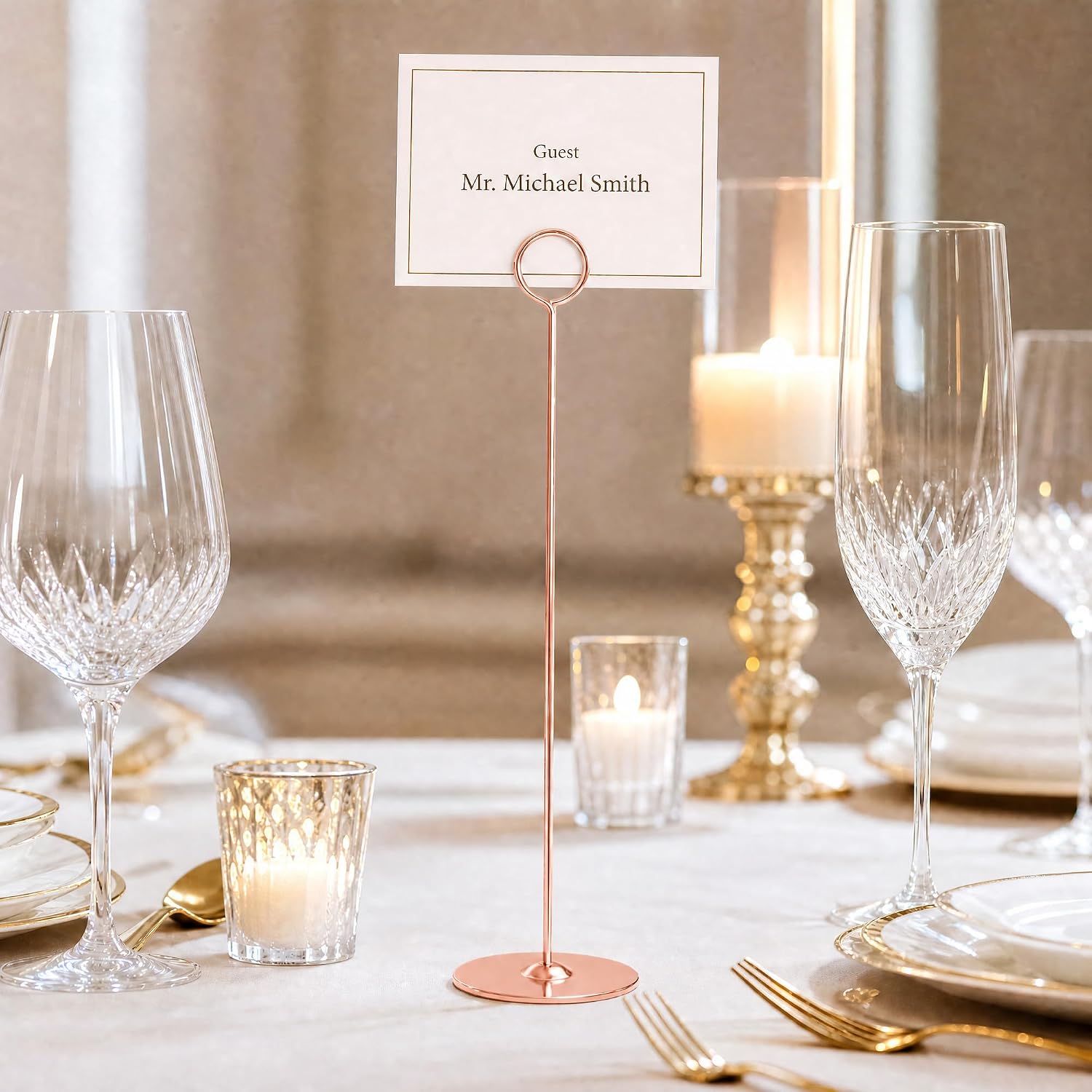 Urban Deco 12 Inch Rosegold Steel Place Card Holder,16 Pack Table Number Holder