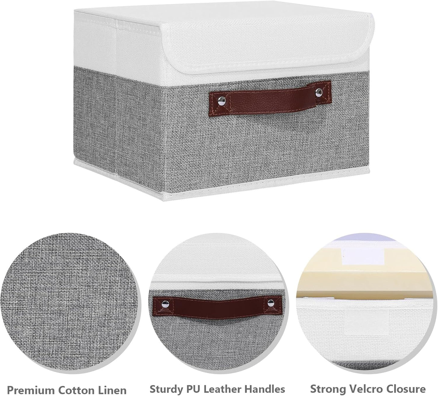 Storage Boxes / Lid Washable Decorative Storage Bins Basket / Small / Gray White / Set of 2