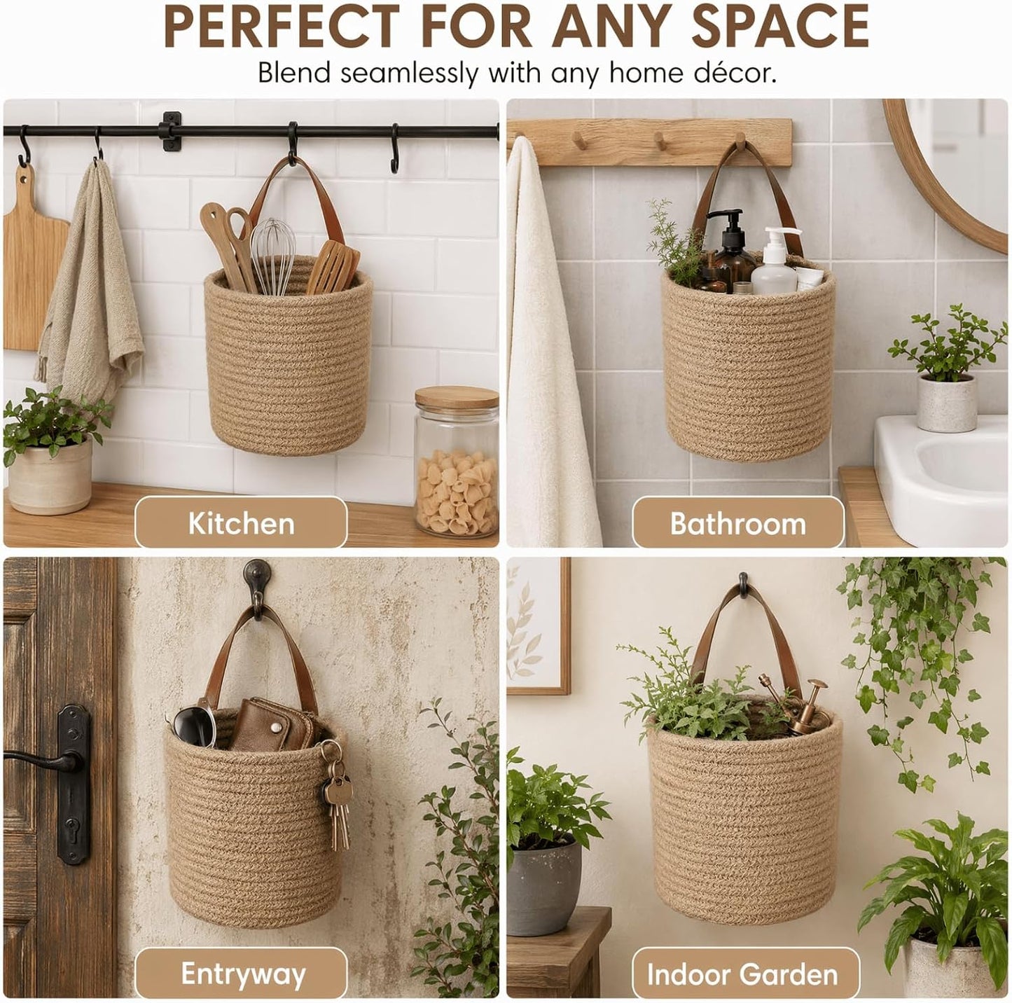 Jute Woven Storage Basket / Natural / 7.8 x 6.7 / Set of 2