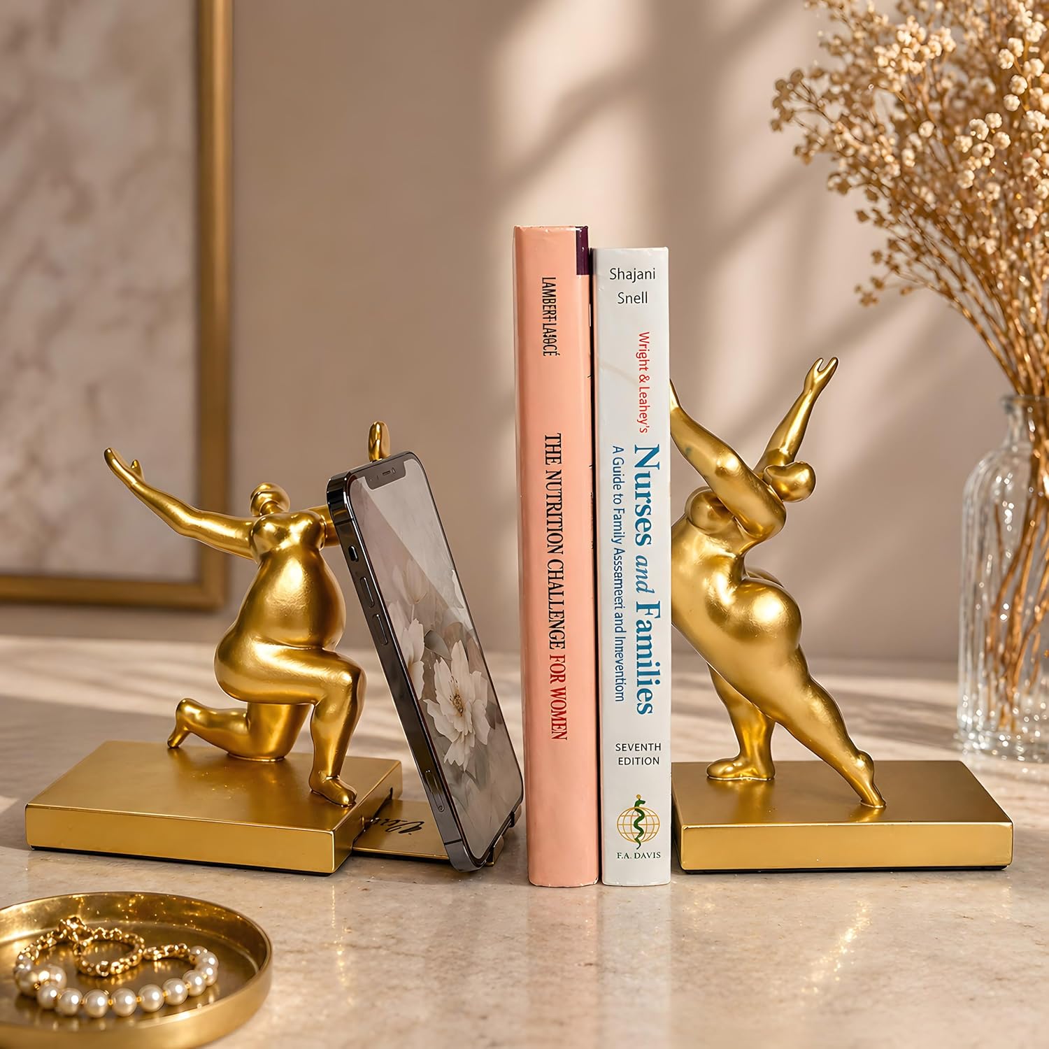 Decorative Modern Bookends / Metallic Gold / Set of 2
