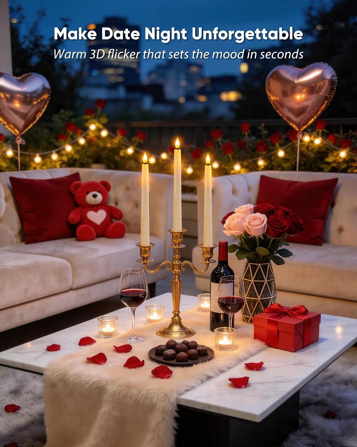 Homemory 6 Pcs Waxy Flameless Taper Candles with Remote, Flickering Battery Operated Candlesticks, Led Fake Candles