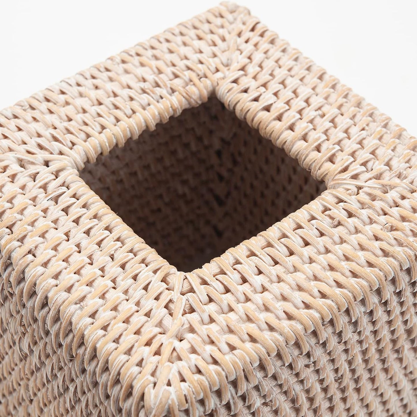 Rattan Tissue Box Cover Natural Woven Facial Napkin Holder Square / White / 5.5 x 5.5 x 5.9