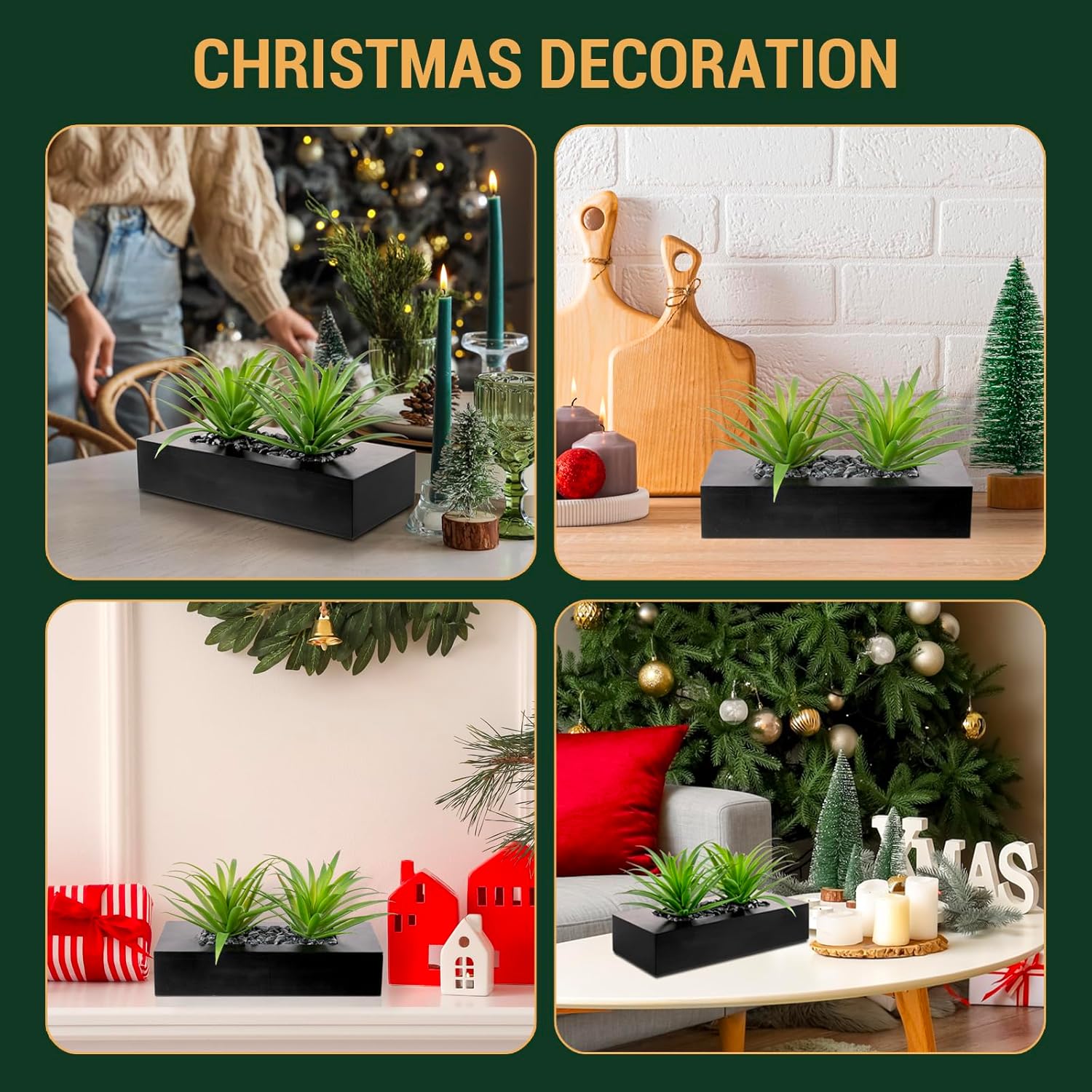 Faux Plants Indoor for Tabletop / Black / 9.5 Inch / 10 Inch