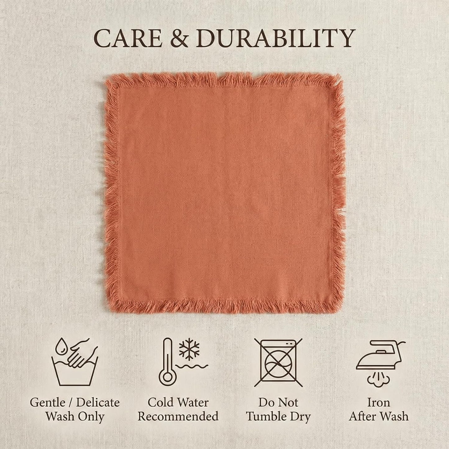 ACCENTHOME Rust Cotton Linen Napkin Set of 12 18x18 inch Dinner Napkins - Washable Soft Premium Hotel Quality Reusable