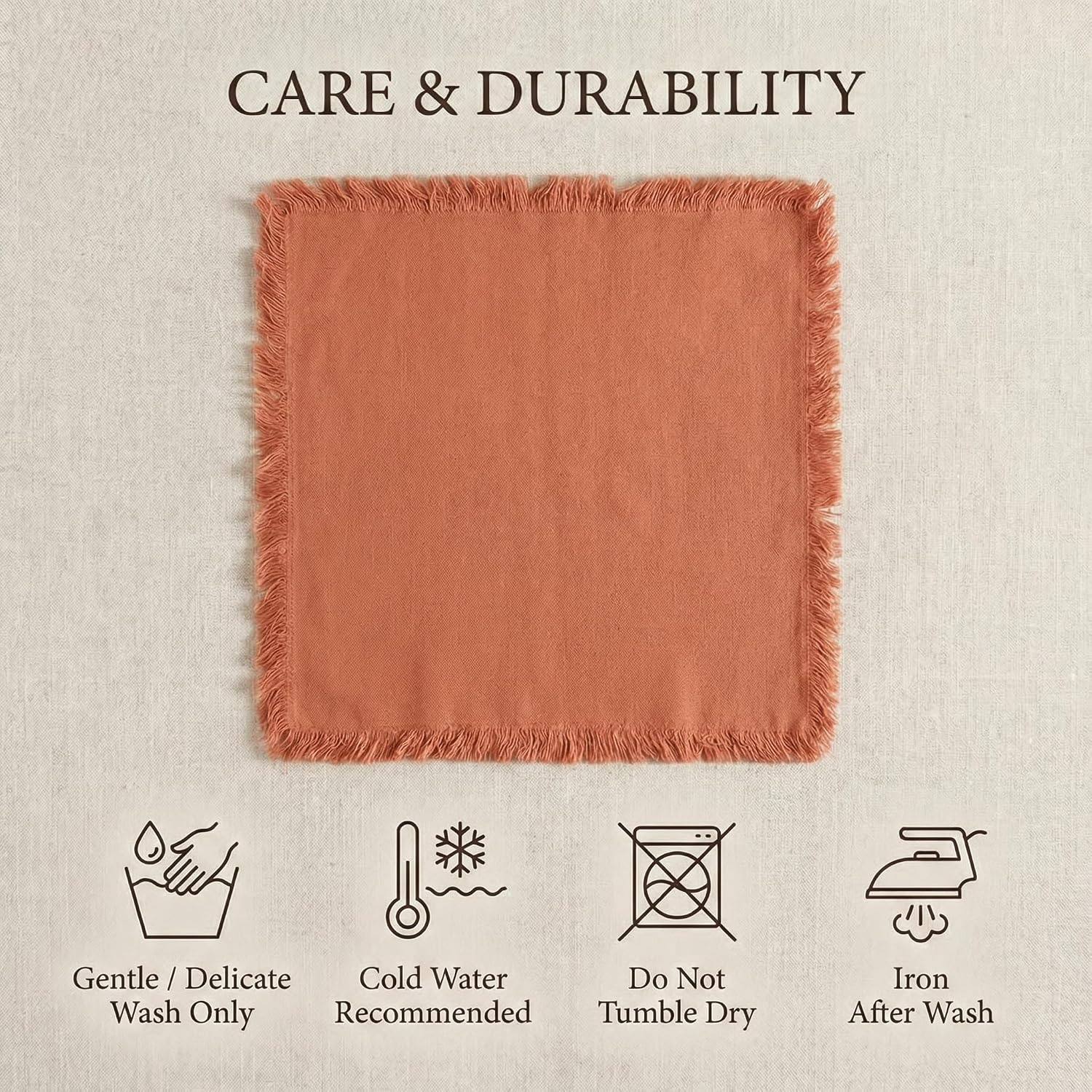 ACCENTHOME Rust Cotton Linen Napkin Set of 12 18x18 inch Dinner Napkins - Washable Soft Premium Hotel Quality Reusable