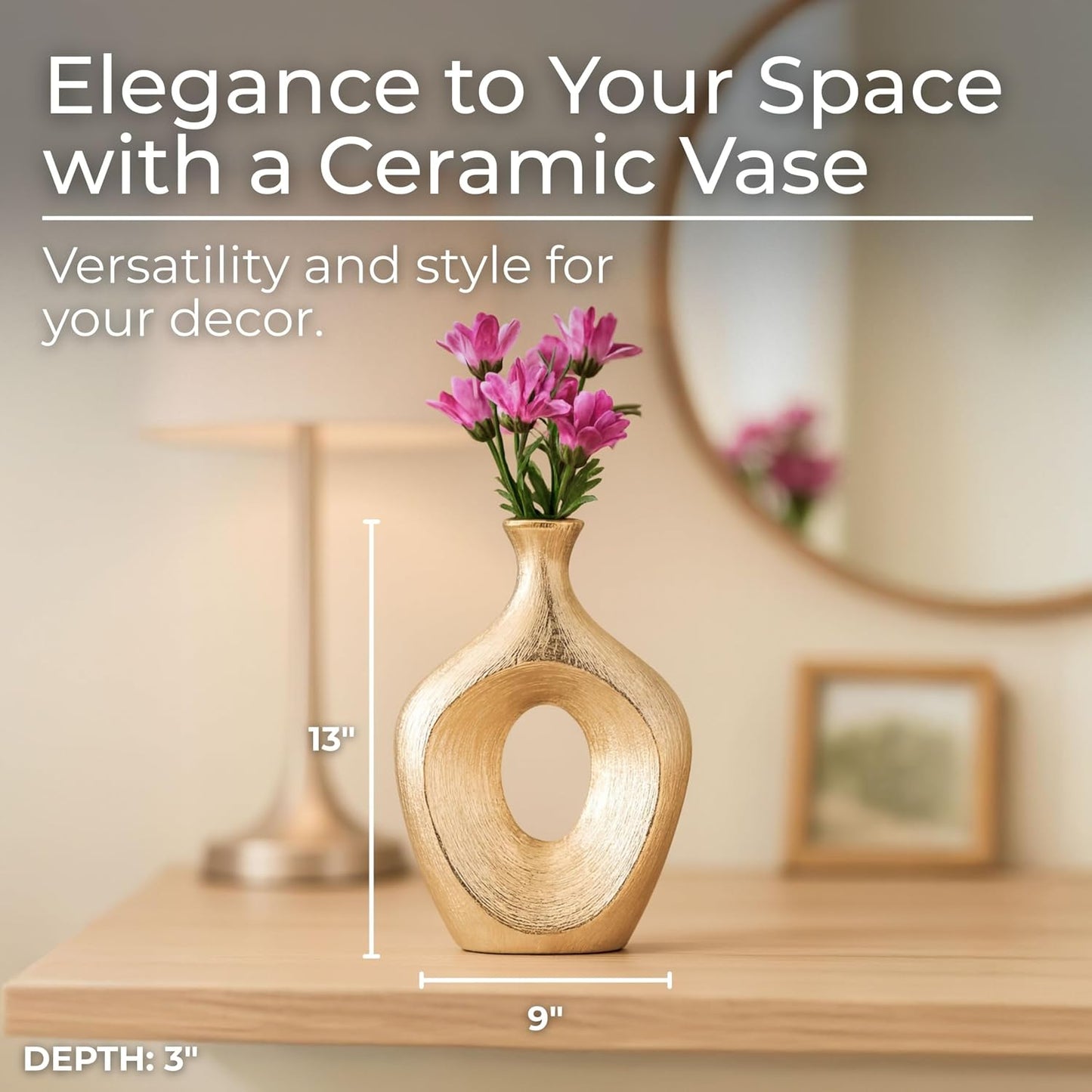 Ceramic Modern Flower Vase / Champagne