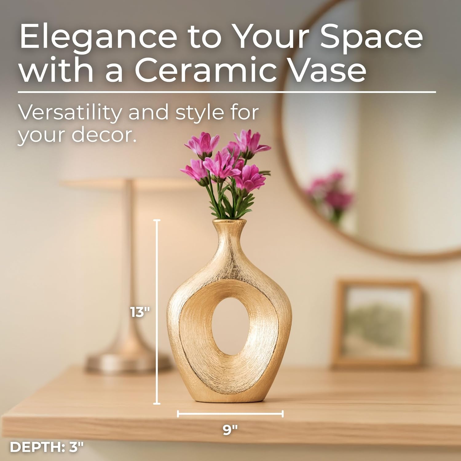 Ceramic Modern Flower Vase / Champagne