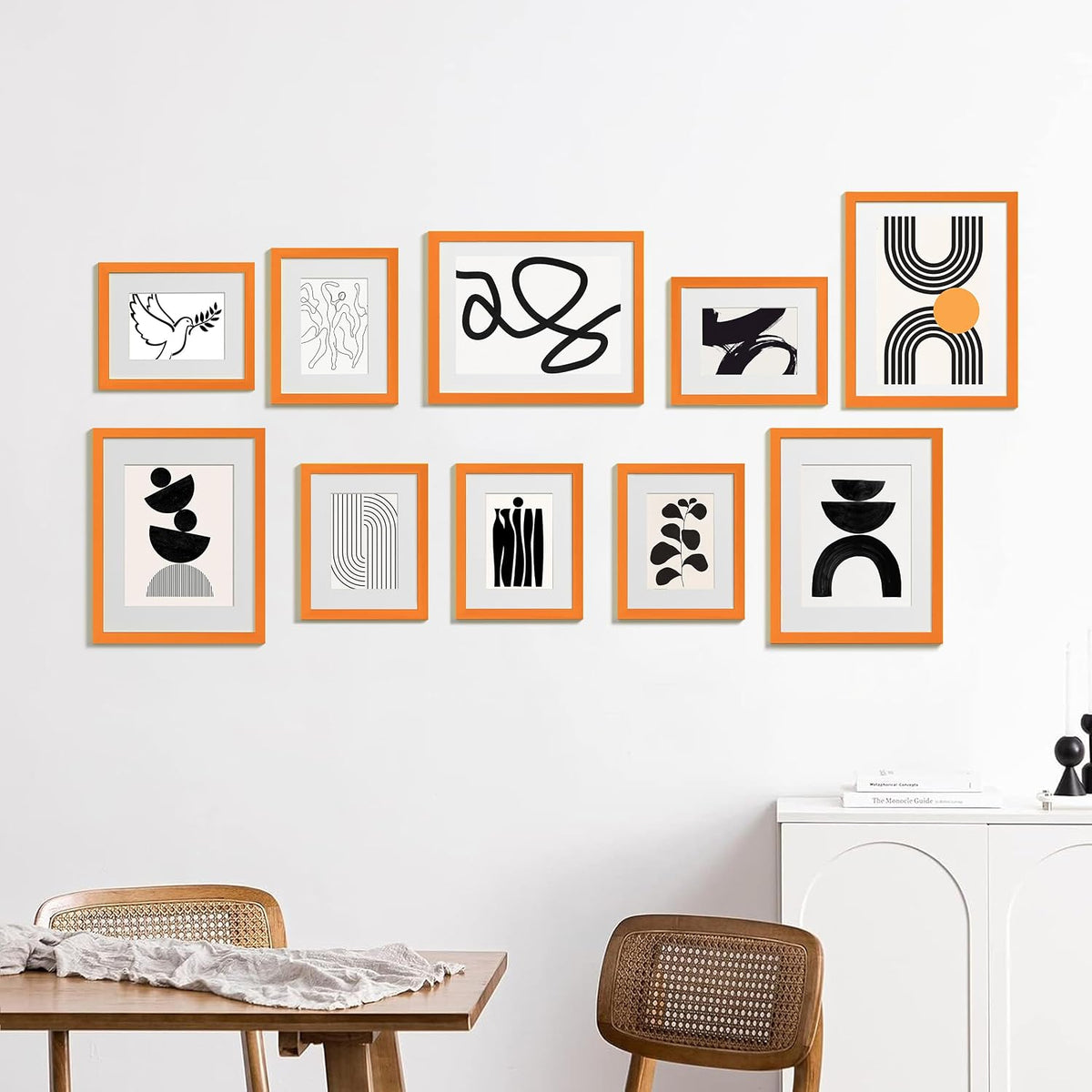 eletecpro 8x10 Picture Frames, Acrylic Cover, Orange, Set of 10 | Display Photo 5x7 with Mat or 8x10 without