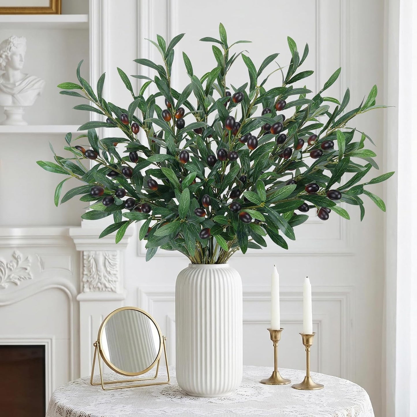 30" Faux Silk Leaves Fake Olive Tree Branches / Olive Branches / Set of 8
