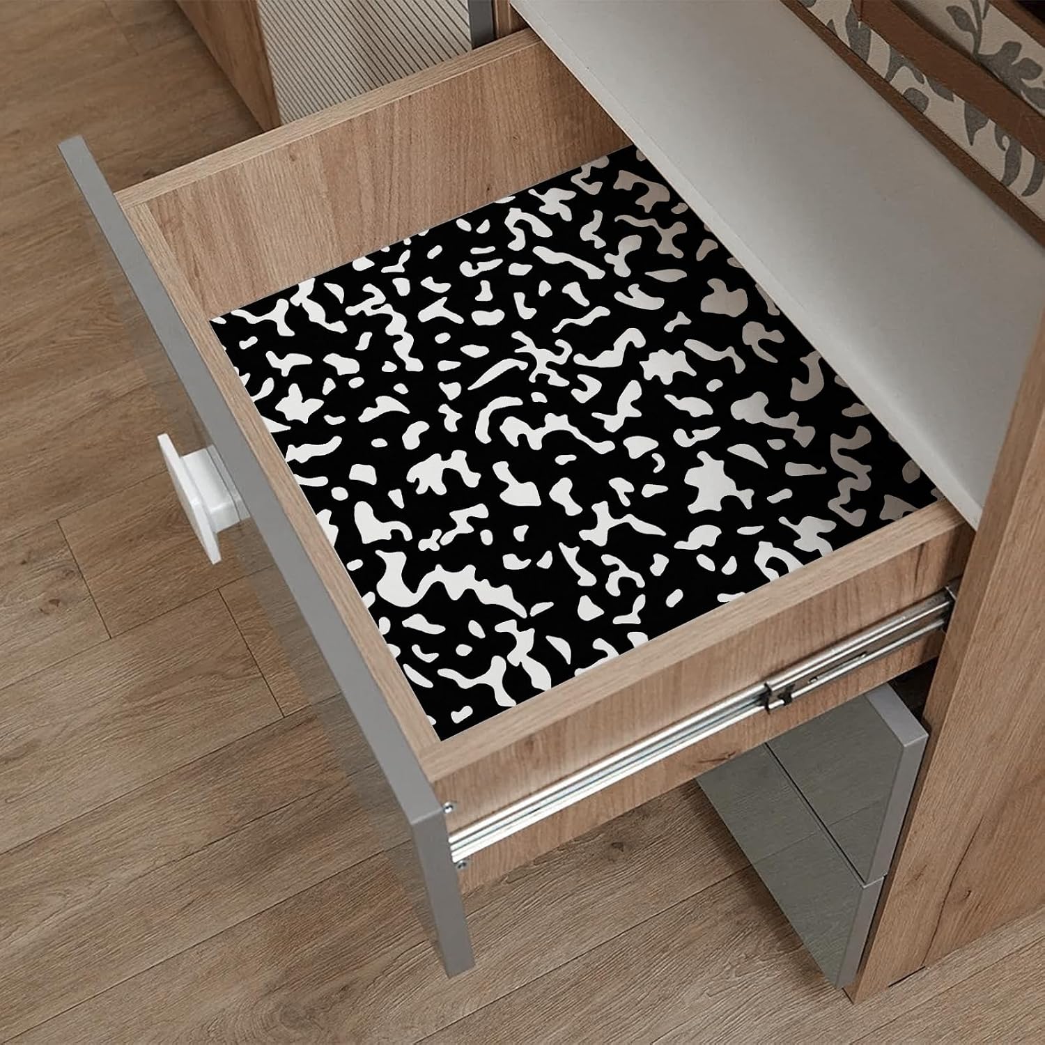 Black Contact Paper Composition Wallpaper Peel and Stick Wallpaper Vintage / 17.3 x 120 / White
