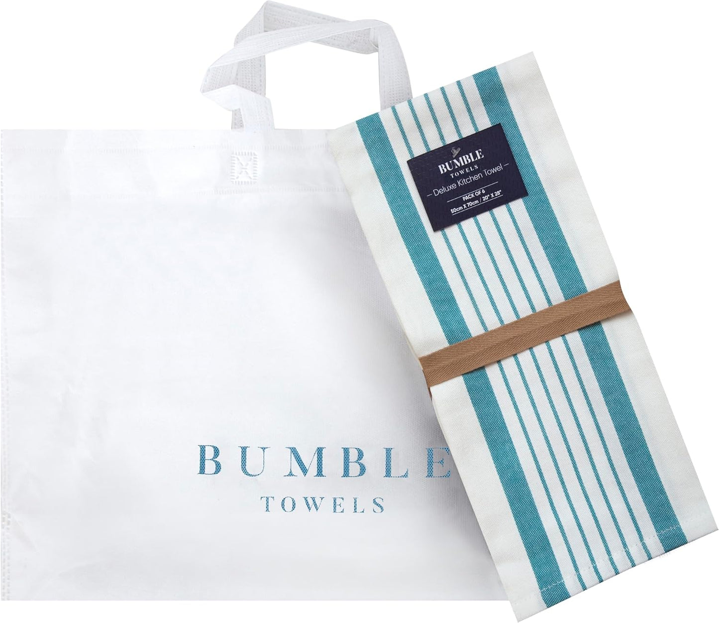 Premium Kitchen Towels 6 Pack 100% Cotton, 20"x28" Dish Towels - Aqua | Large Flat & Terry Kitchen Linen Set with