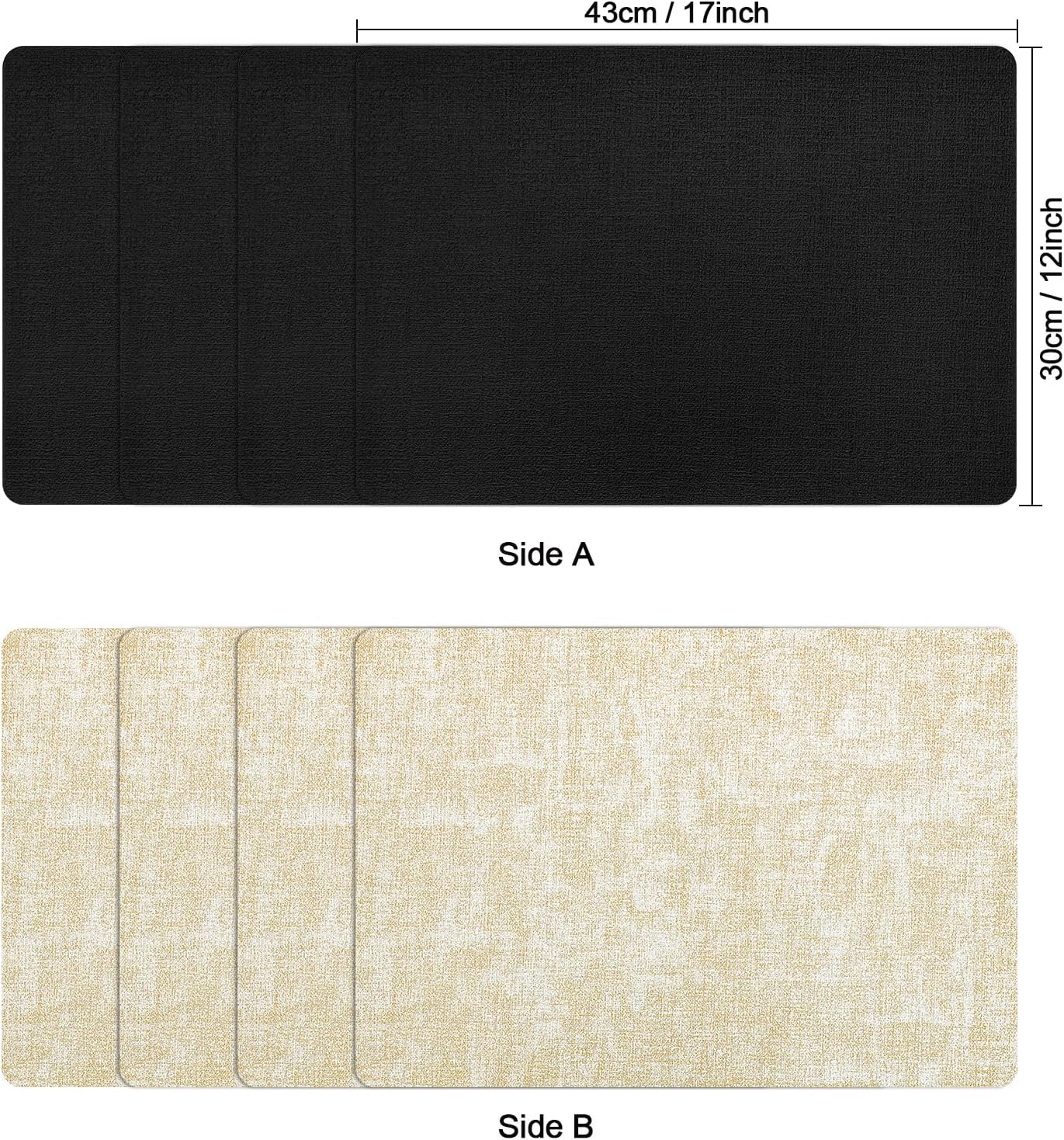 Myir JUN Faux Leather Placemats Set of 6, Dual Sided Waterproof Place Mats | Heat Resistant Wipeable Vinyl Table Mat