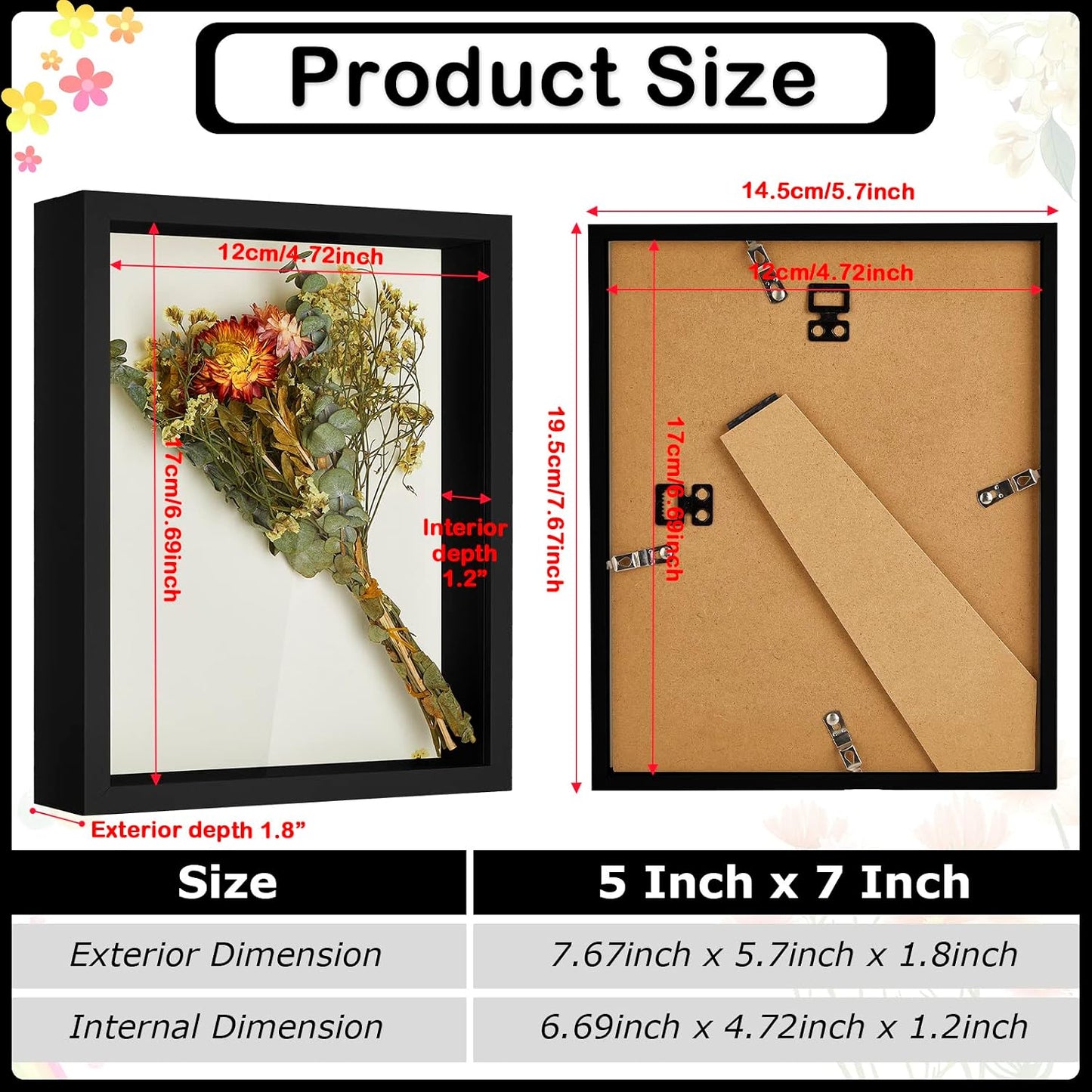 12 Pieces Shadow Box Picture Frame Square Shadow Boxes Display Cases for Graduation Sports Memorabilia Wedding Memories