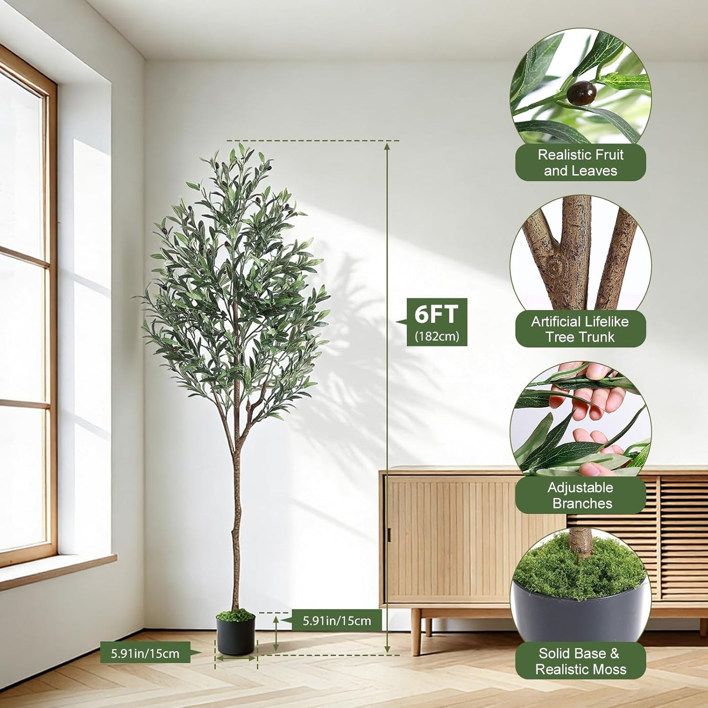 Olive Tree Artificial Indoor / 6ft / 6 Inch
