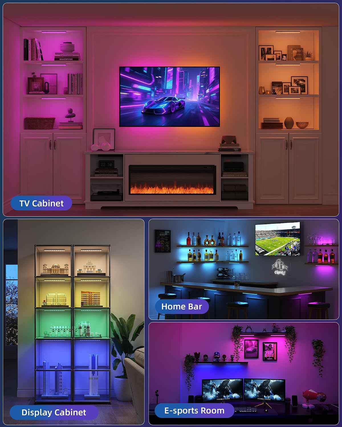 EZVALO Color Changing Locker Light, Bookshelf Light with Remote | Wireless, Magnetic, DIY,1800mAh Rechargeable Battery