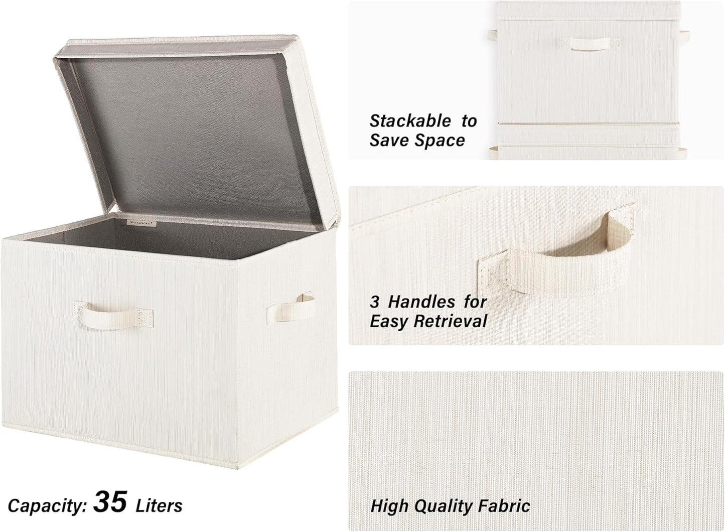 Closet Storage Bin / Beige, White & Ivory / Jumbo