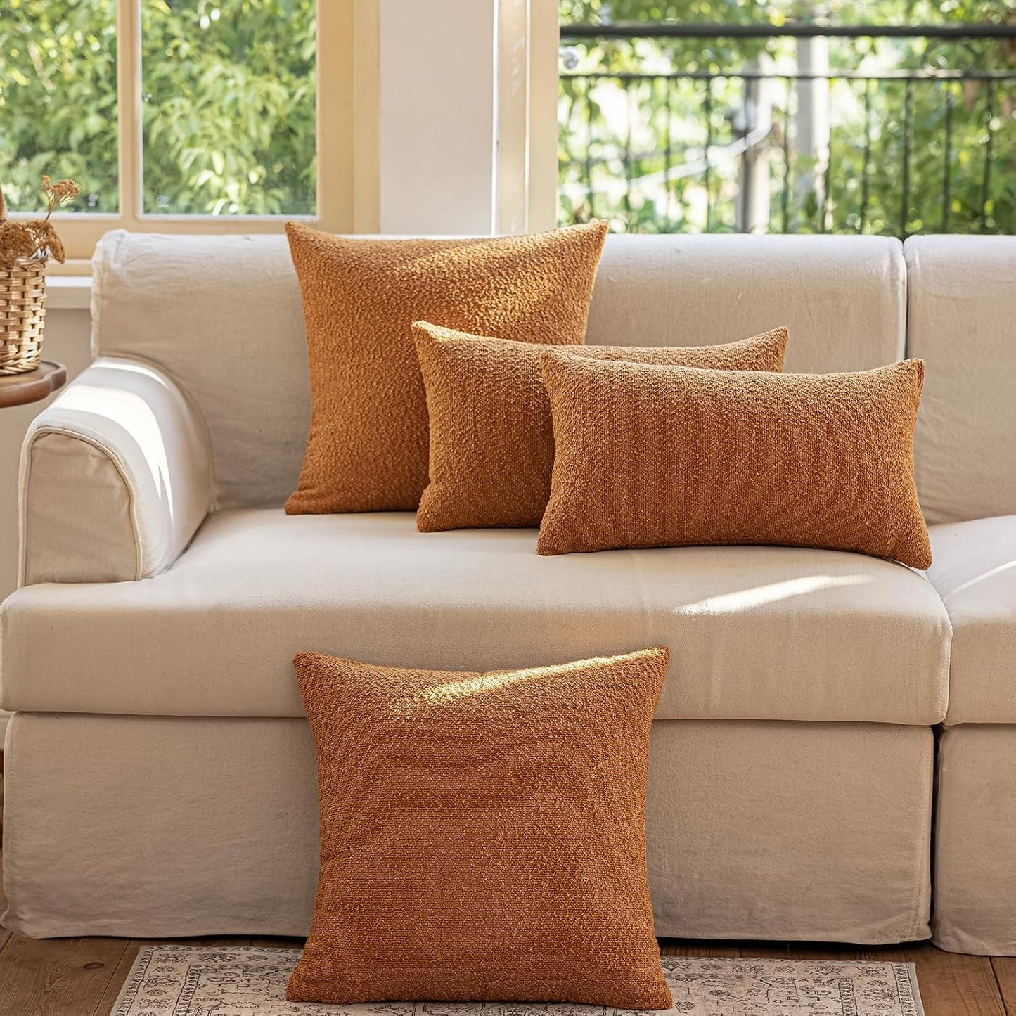 Decorative Throw Pillow Covers / Orange / 18 x 18 / Set of 2