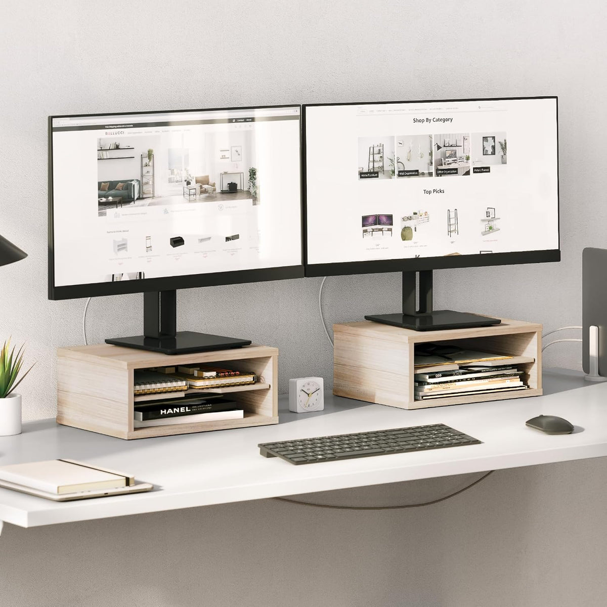 Ballucci 2-Tier Wooden Desk Organizer, Office Desk Organization, Mail Sorter, Paper Tray, File Folder Holder, Desktop