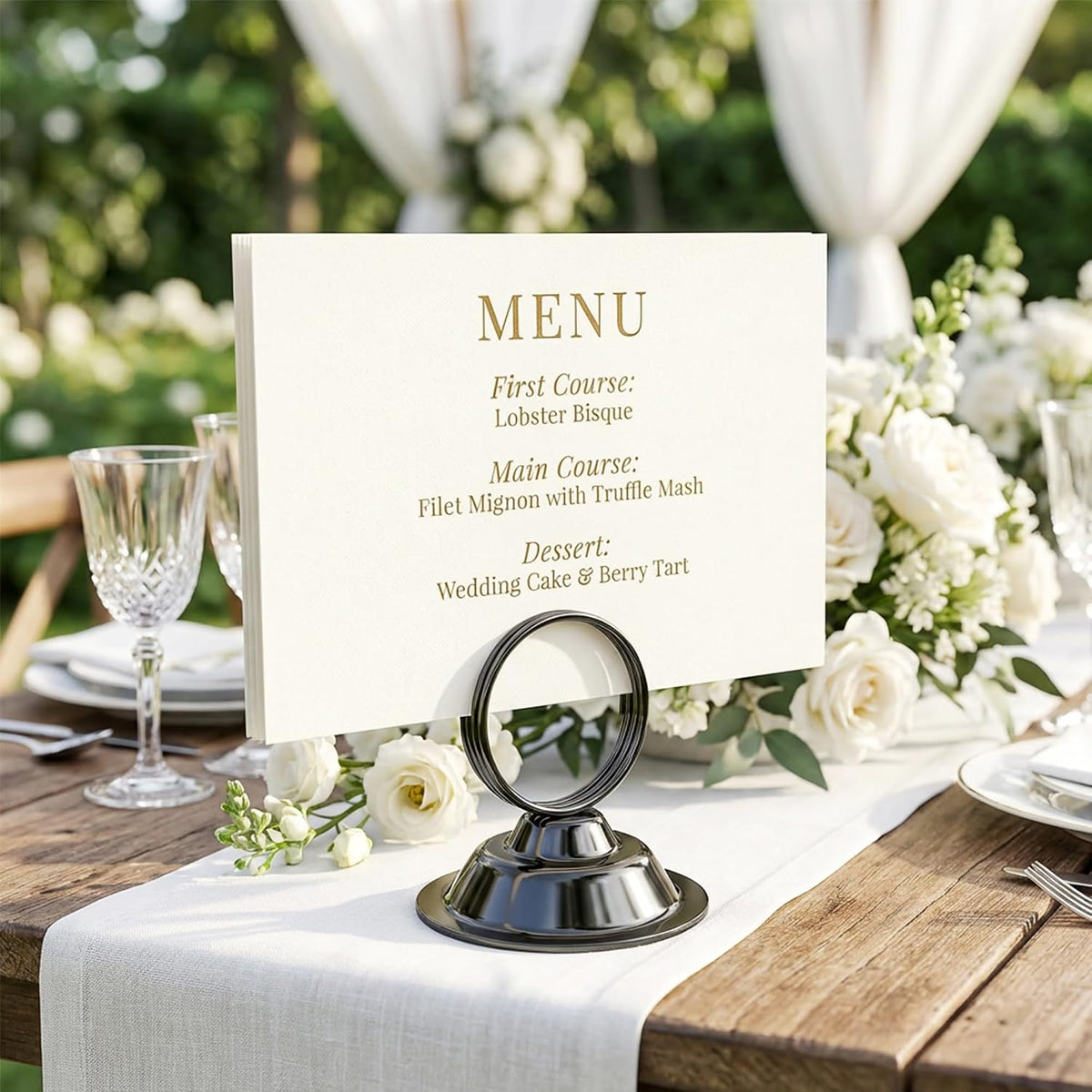 ERYTLLY 16 PK Place Card Holders Table Card Holder Steel Card Holders for Weddings,Birthdays,Photos, Memo Notes