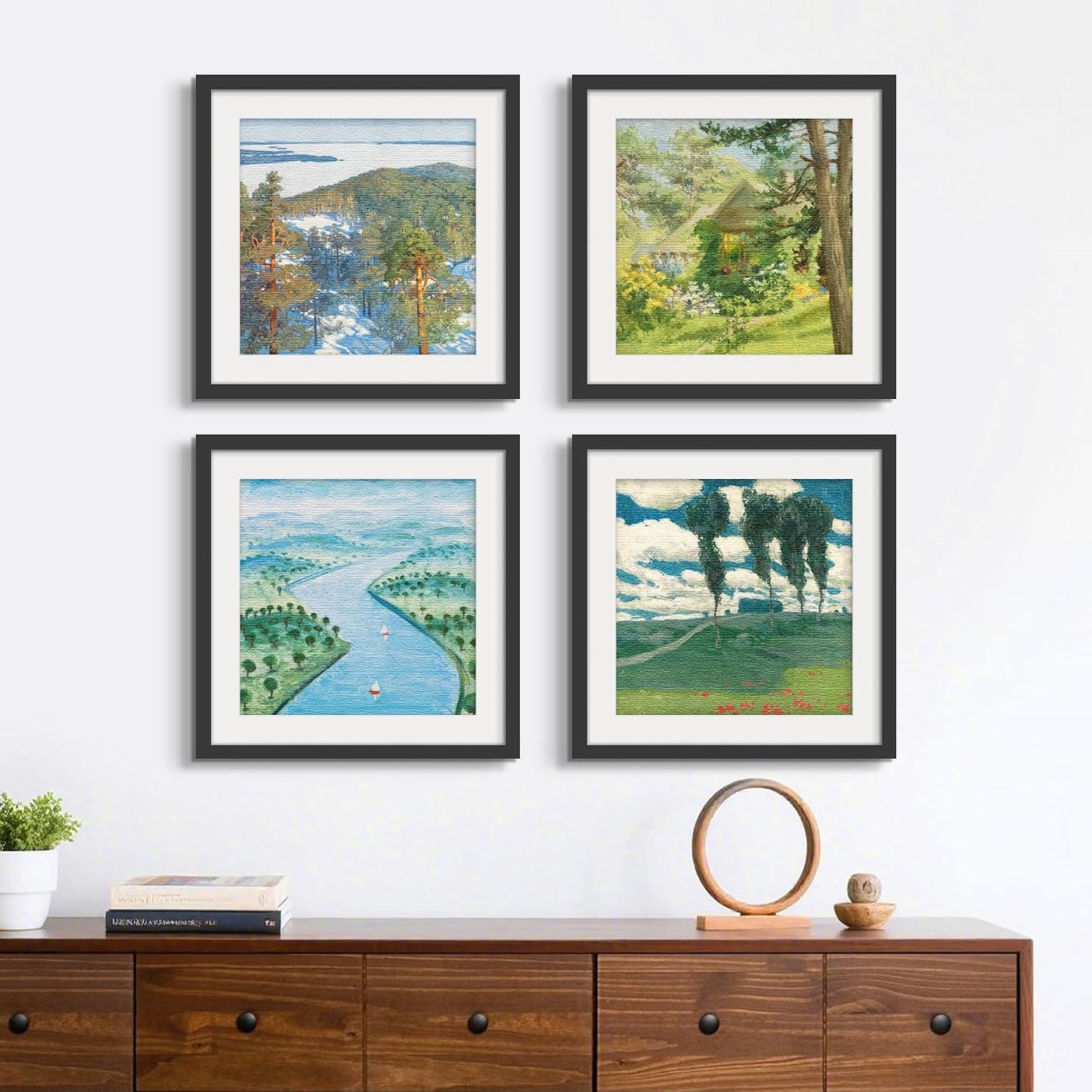 20x20 Black Picture Frame, Poster Frame for Wall, 3 Pack | Fits 16x16 Photos With Mat or 20x20 Without Mat, Square Wall