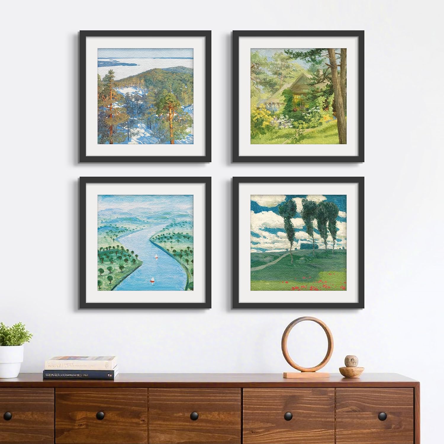 20x20 Black Picture Frame, Poster Frame for Wall, 3 Pack | Fits 16x16 Photos With Mat or 20x20 Without Mat, Square Wall