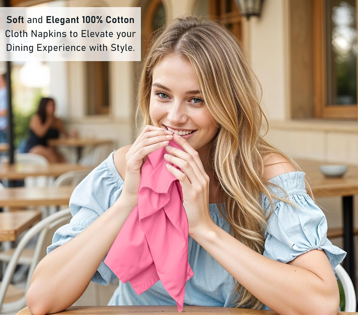 Ruvanti Cloth Napkins Set of 12, 100% Cotton 18”x18” - Pink | Washable, Soft, Durable & Absorbent Everyday Napkins. For