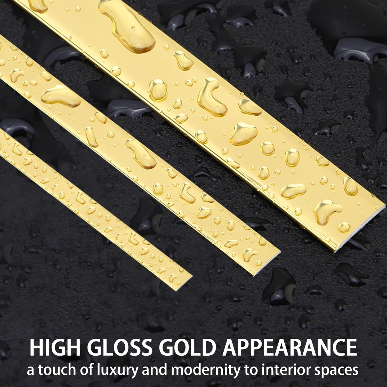 Peel and Stick PVC Molding Trim / 197"L x 1.6"W / Glossy Gold
