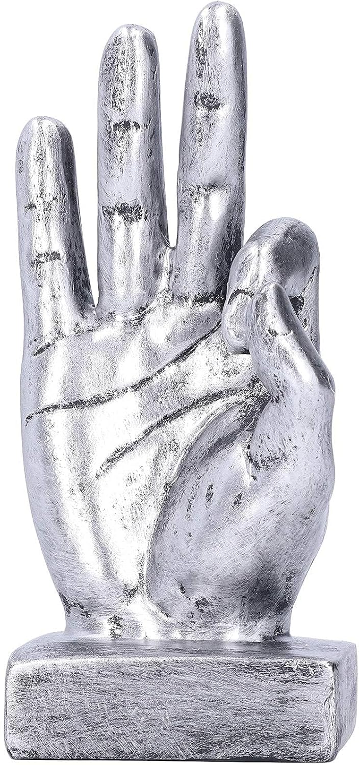 Hand Finger Gesture Desk Statues / Silver