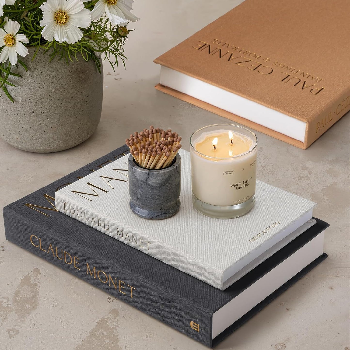 Coffee Table Books Decor / Deep Grey&brown&beige / 3 Book Set / Set of 3