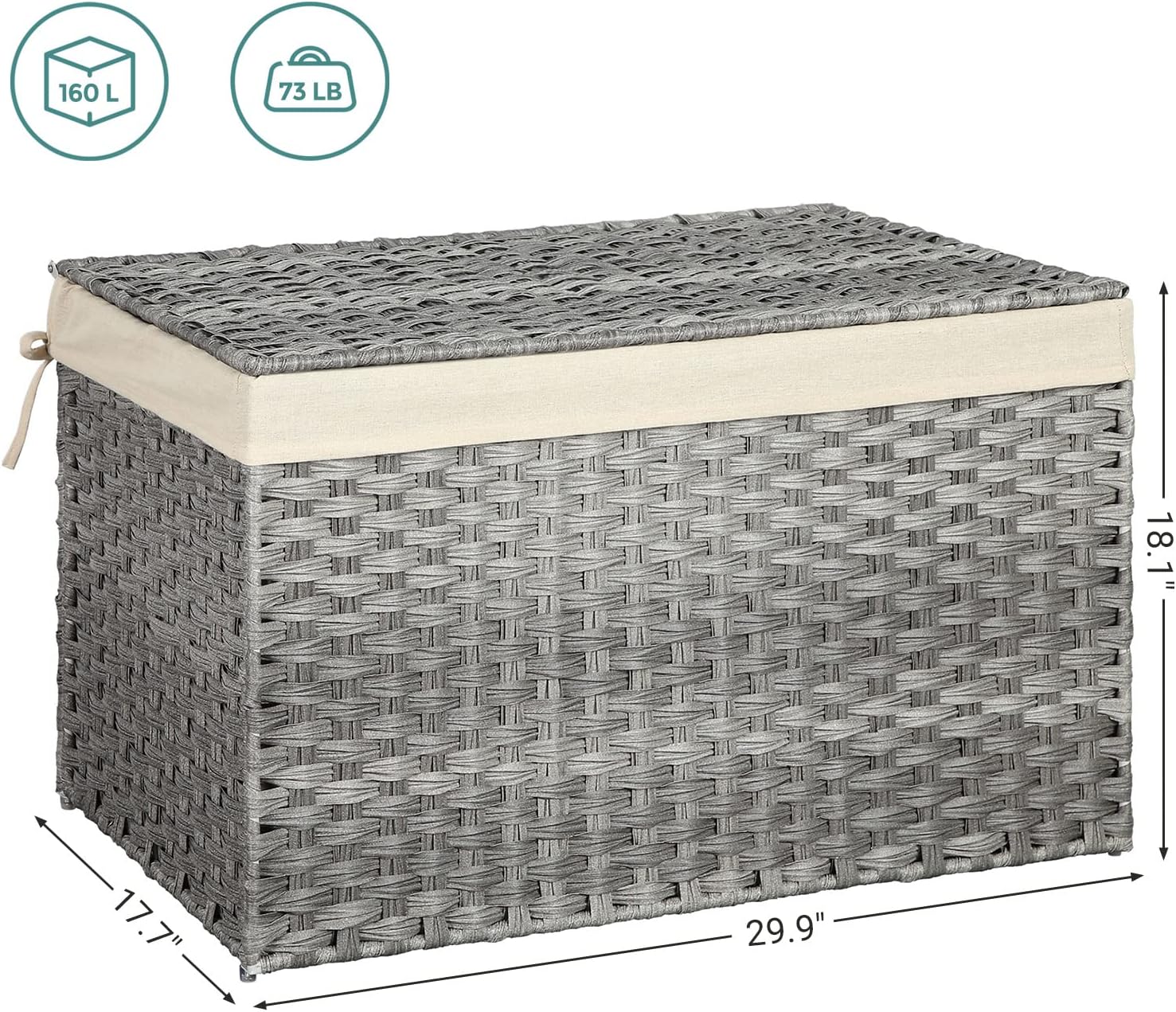 Metal Frame / Woven Blanket Storage Bin / 160 L / Gray