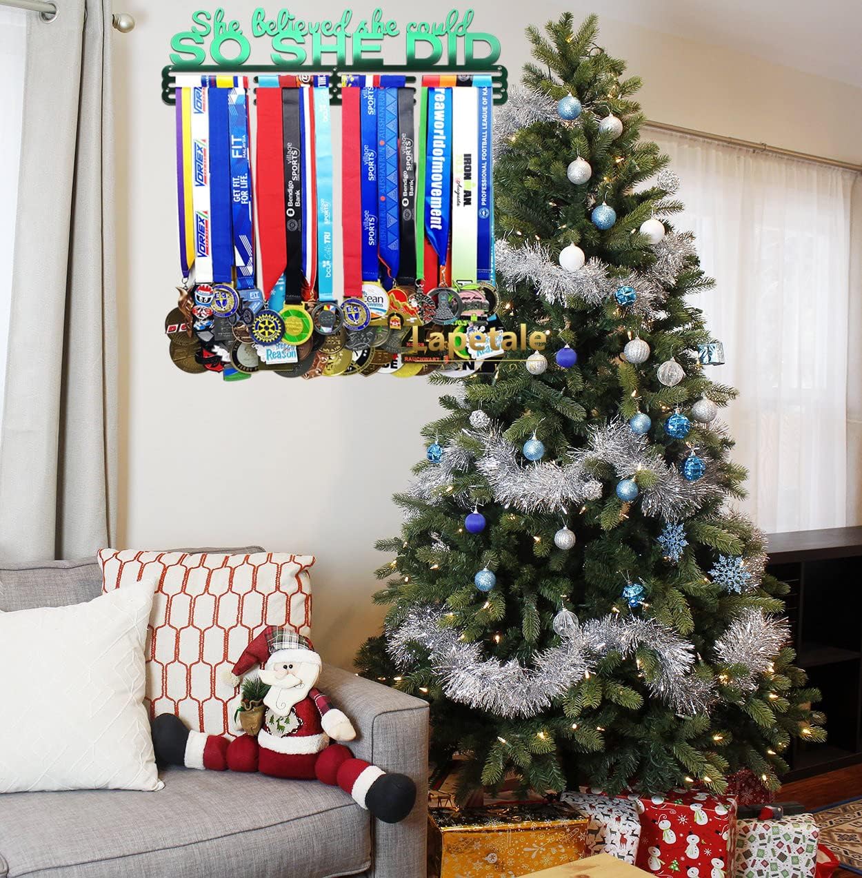 Race Medal Holder Wall Hanger,Marathon Medal Display and Runner Medal Hanger Display,Bib Running Medal Display, Running