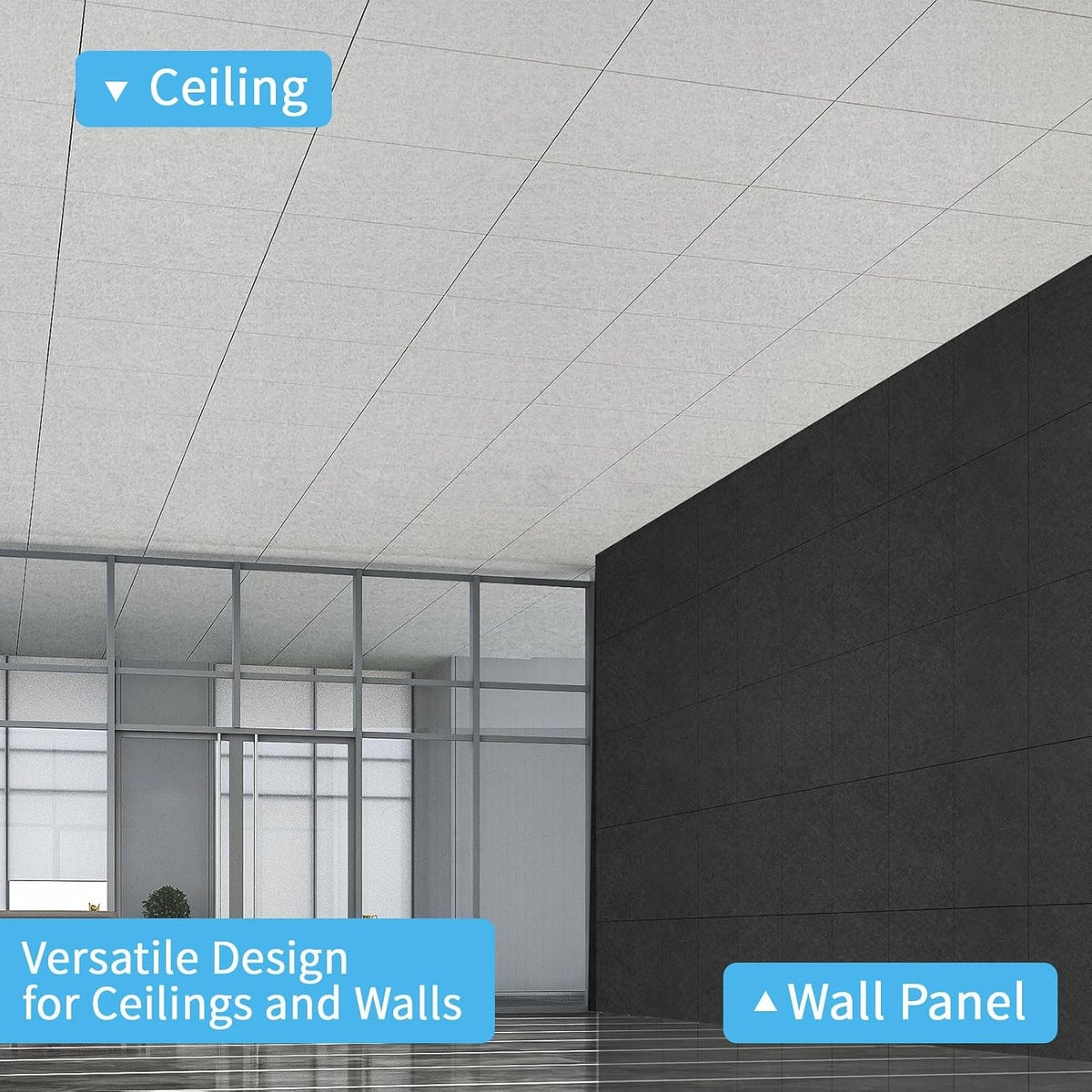 Art3d Acoustic Drop Ceiling Tiles, 2x2 ft, 12-Pack, Covers 48 Sq. Ft. | Waterproof polyester, sound absorbing and sag