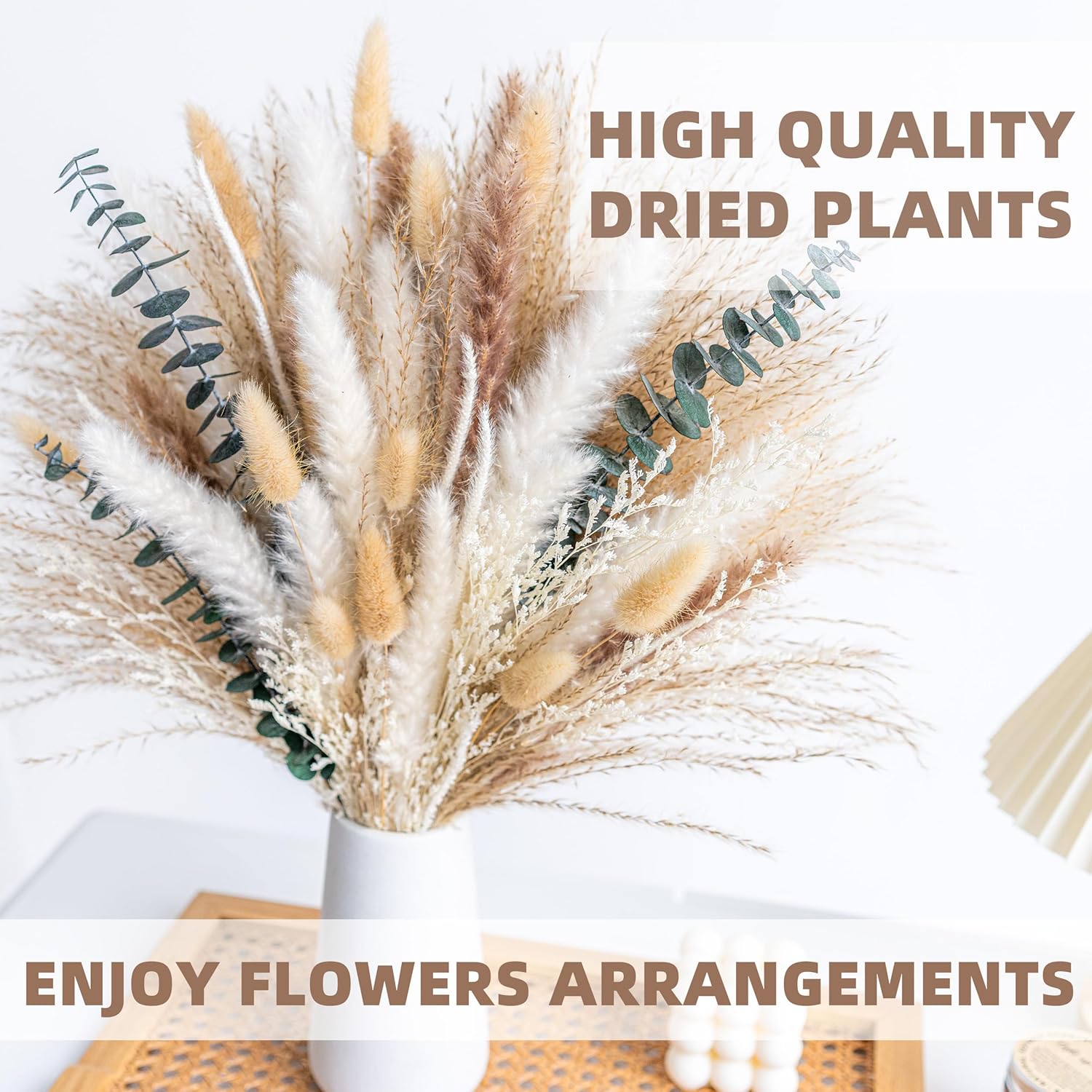 Boho Decor Bouquet Eucalyptus Pampas Grass Decor Dried Pampas Home Decor Dried Flowers / White&green