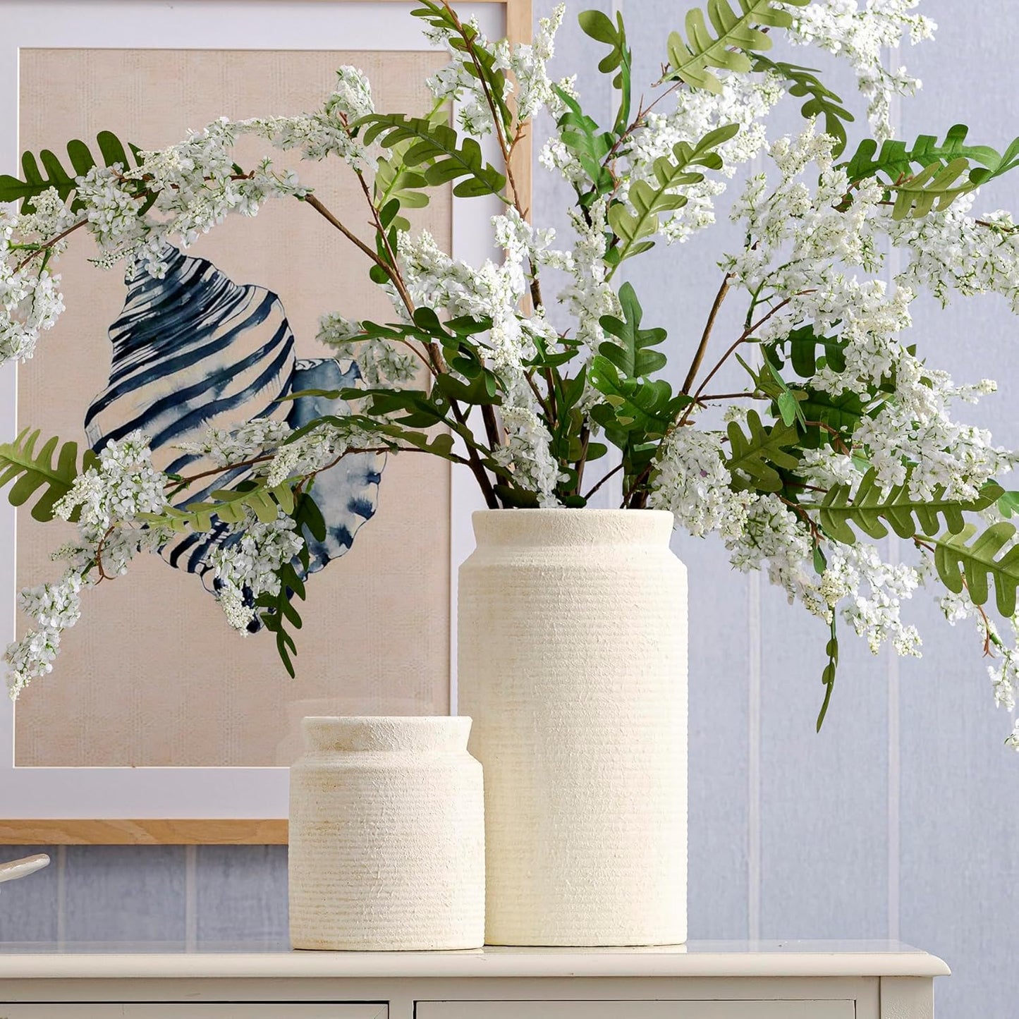 Ceramic Flower Vase Farmhouse Rustic Vase / 01-l-off White / 12 Inch