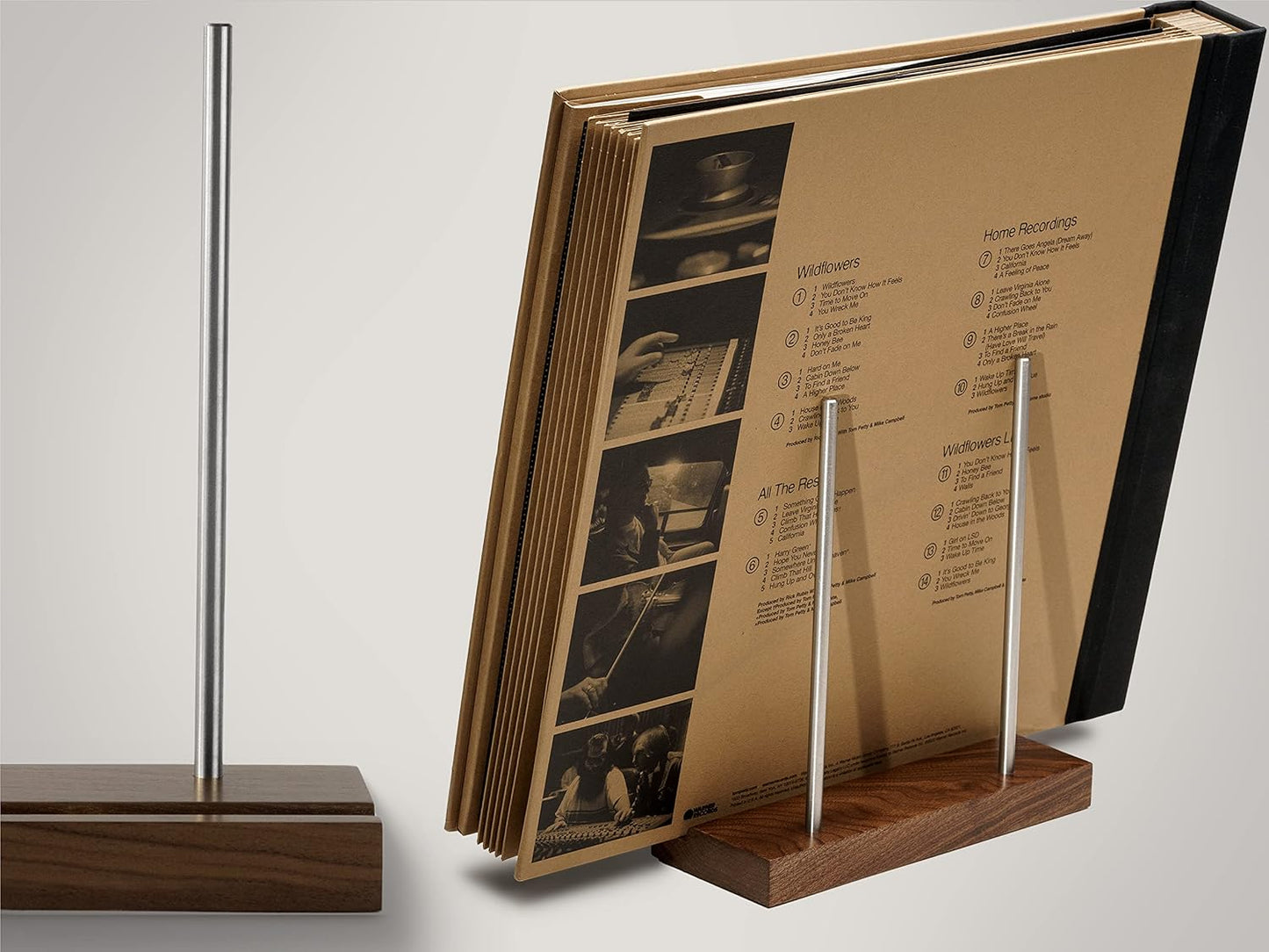 Now Playing Vinyl Record Stand, Solid Walnut Display Holder | Displays any album incl. double and triple gatefolds
