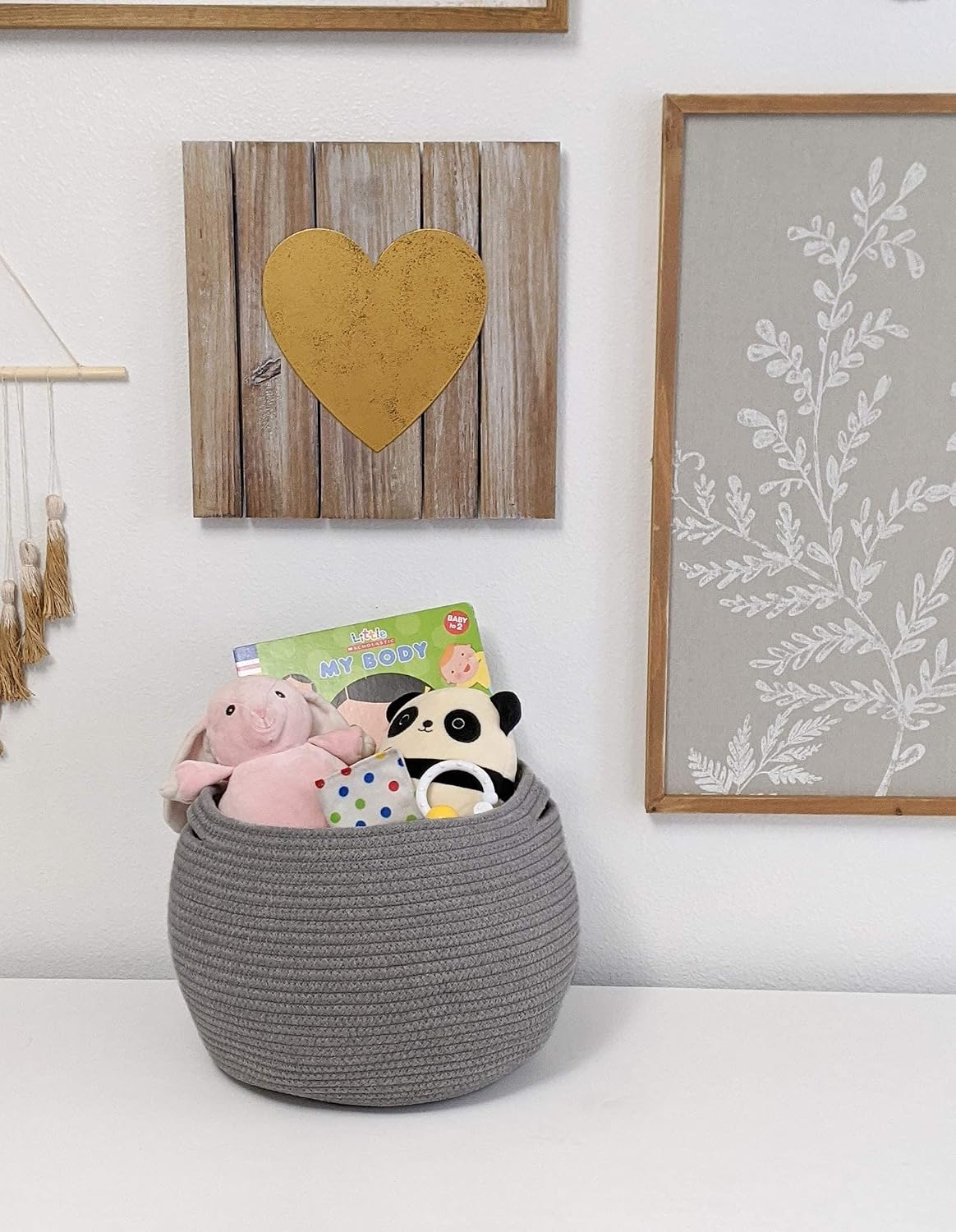 Round Cotton Rope Basket Woven Towel Baskets Bathroom Small Dog Toy&Cat Toy / Gray / 10"D x 8.3"H