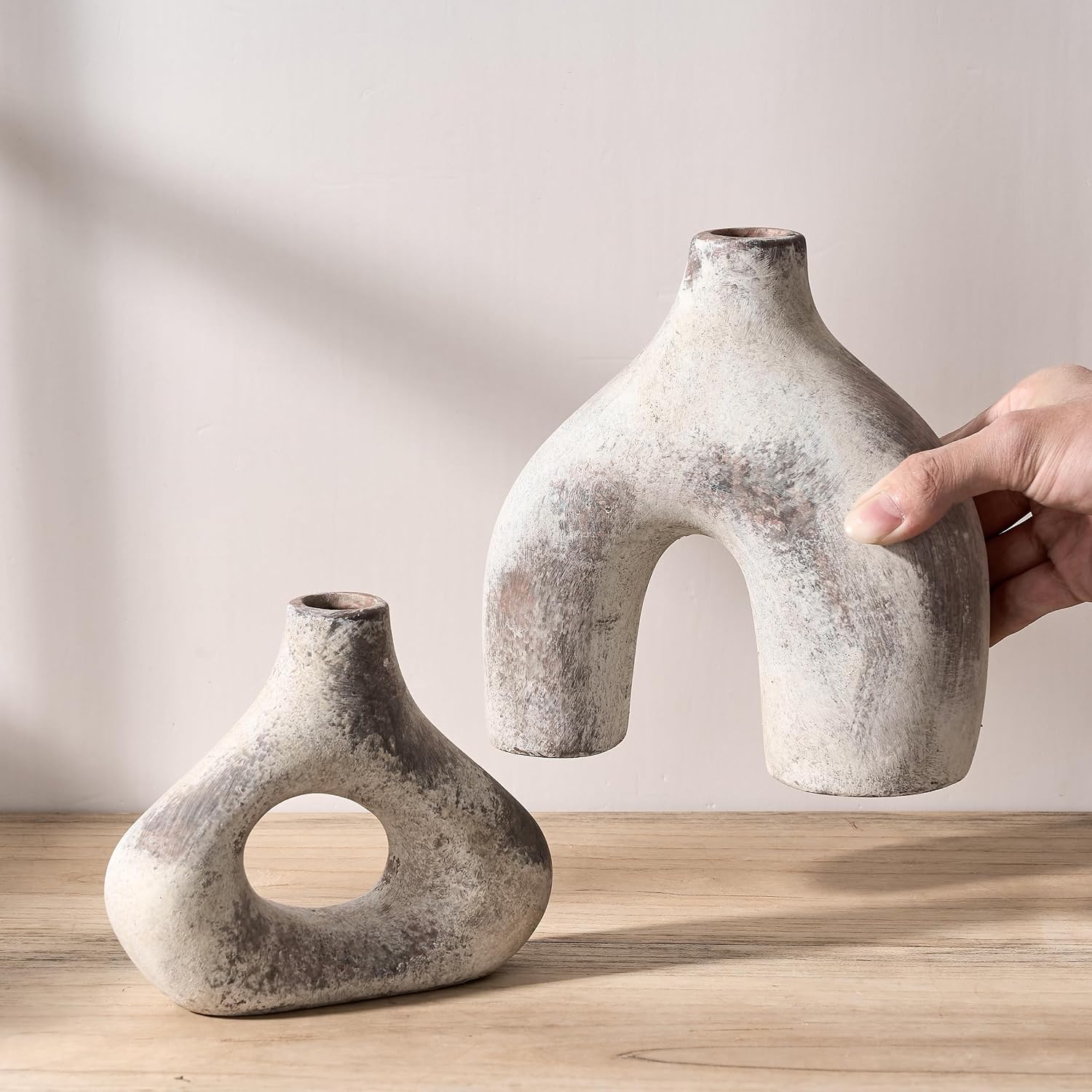 Ceramic Vase for Minimalist Bohemian Decor / Terracotta / Set of 2