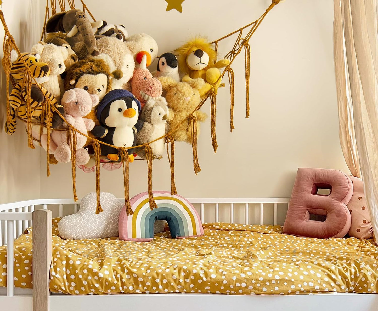 Stuffed Animal Hammock-Large Stuffed Animal Net For Toys Corner-Hanging Stuff / Standard / Caramel