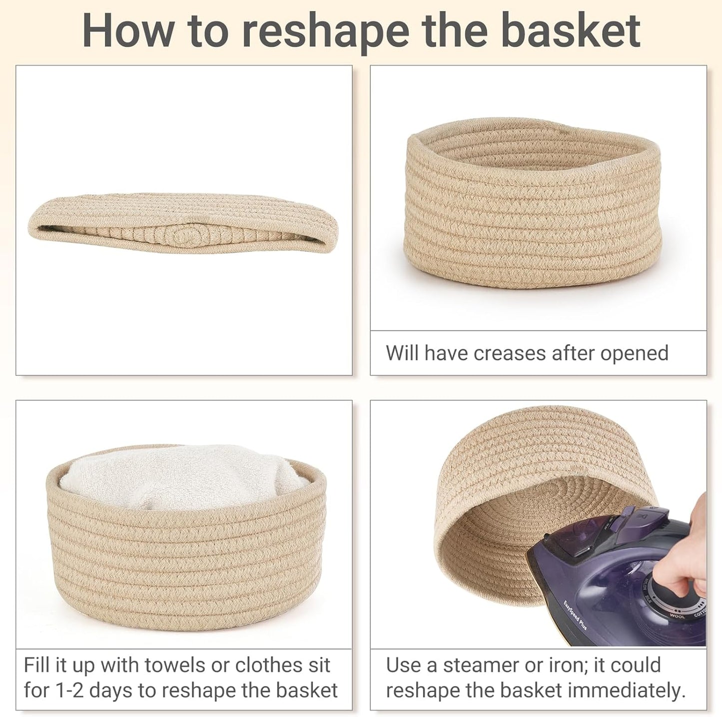 Mini Woven Baskets Set / Beige / 7.09"W x 3.15"H / Set of 4