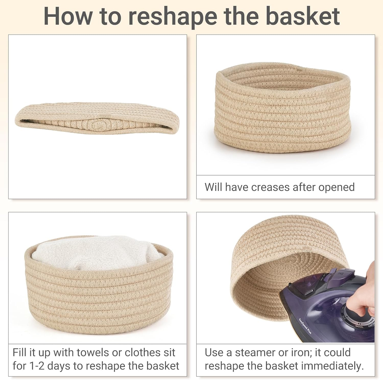 Mini Woven Baskets Set / Beige / 7.09"W x 3.15"H / Set of 4