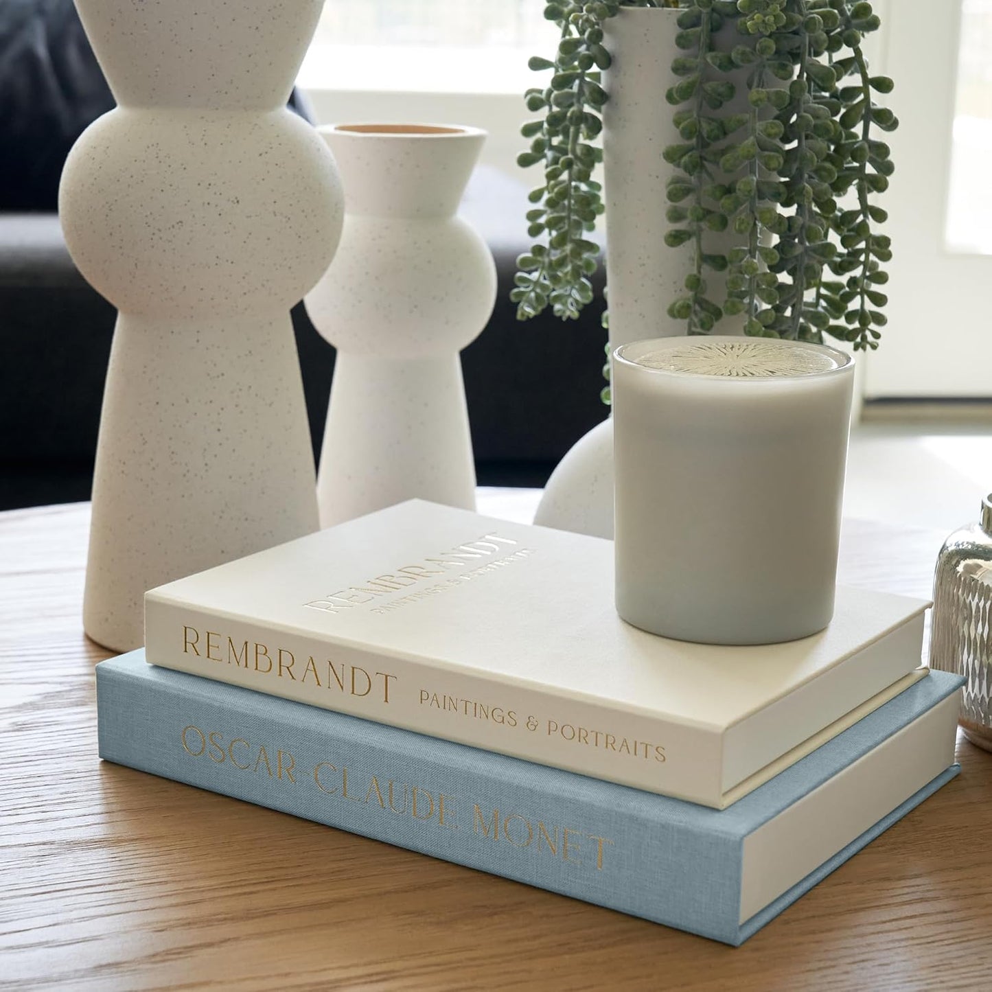 Linen Boxes Coffee Table / Blue-beige / Set of 2