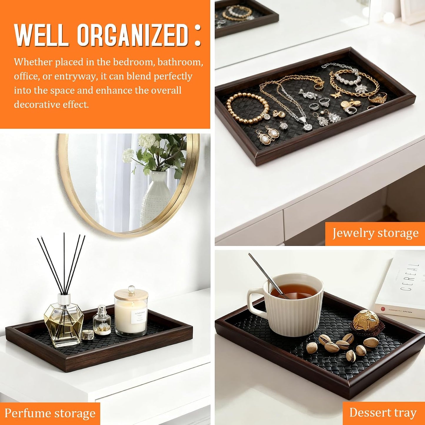 Wooden Valet Tray Desk Organizer