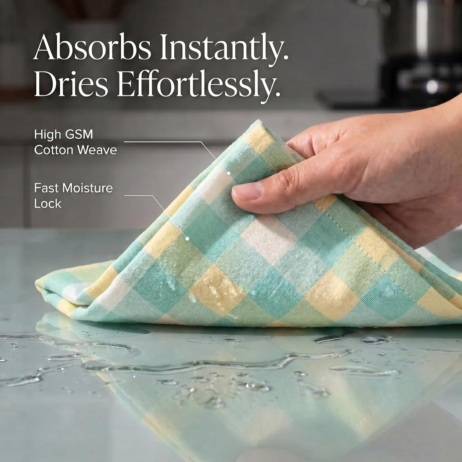 Urban Villa Kitchen Towels Cotton Dish Towels 20”x30” (Set of 6) Greensand
