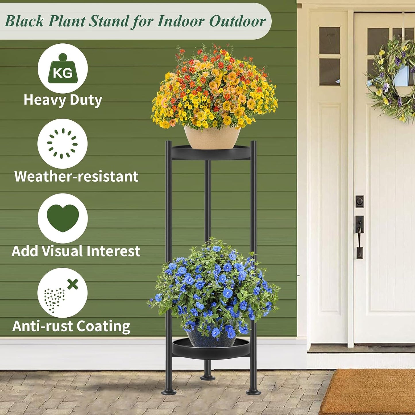 Lilybud--lily Plant Stand Indoor Outdoor, 2 Tier Iron Plant Stand, 30'' Tall Pedestal Stand Outdoor, Metal Flower