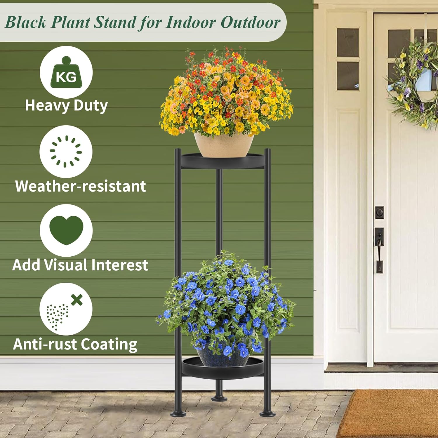 Lilybud--lily Plant Stand Indoor Outdoor, 2 Tier Iron Plant Stand, 30'' Tall Pedestal Stand Outdoor, Metal Flower
