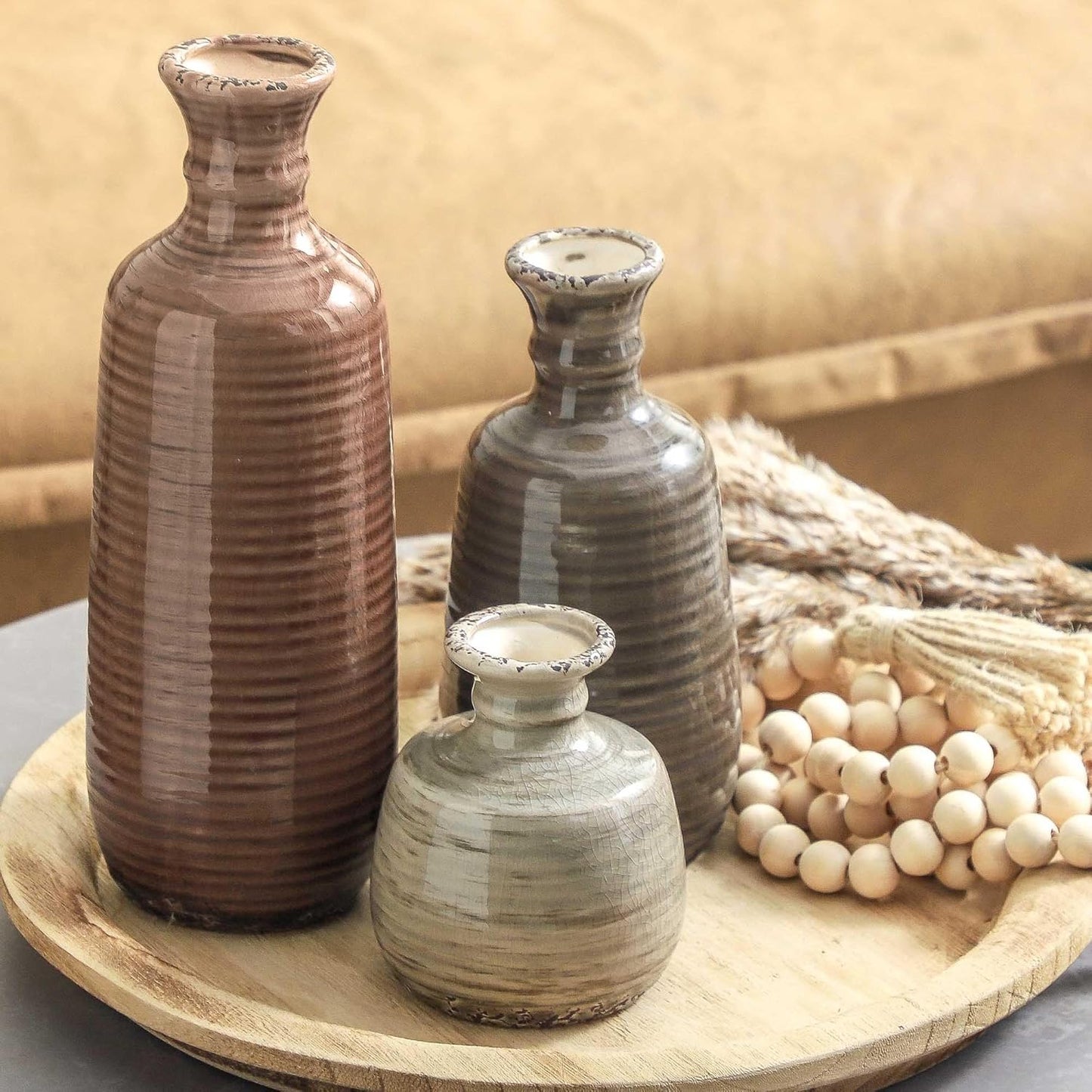 Ceramic Vases / 011 Vase Set - Brown / Set of 3