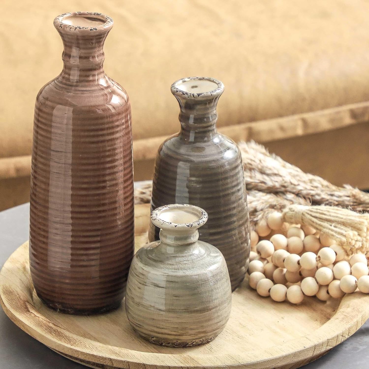 Ceramic Vases / 011 Vase Set - Brown / Set of 3