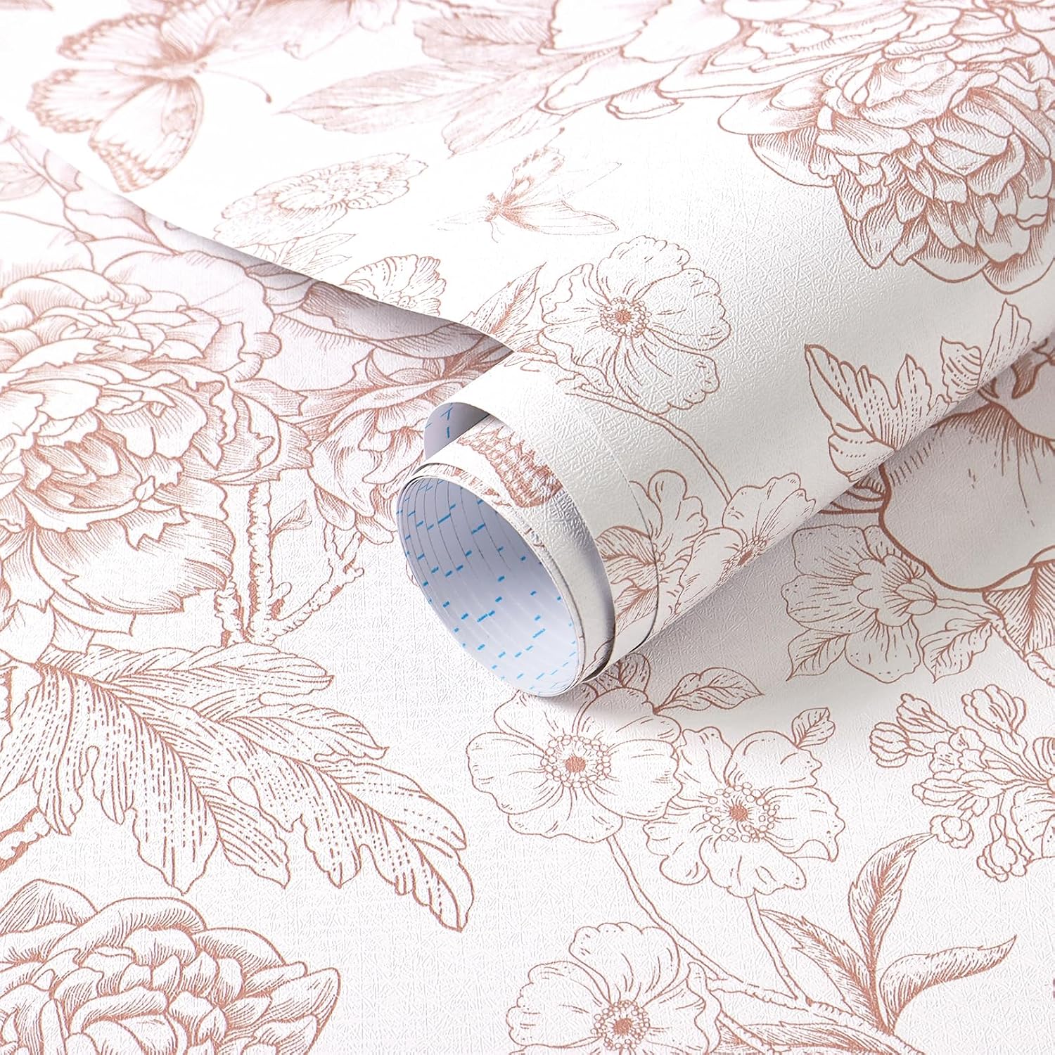 Floral Peel and Stick Wallpaper Boho Contact Paper 17.3''x197'' Peony / 17.3 x 197 / Pink and White