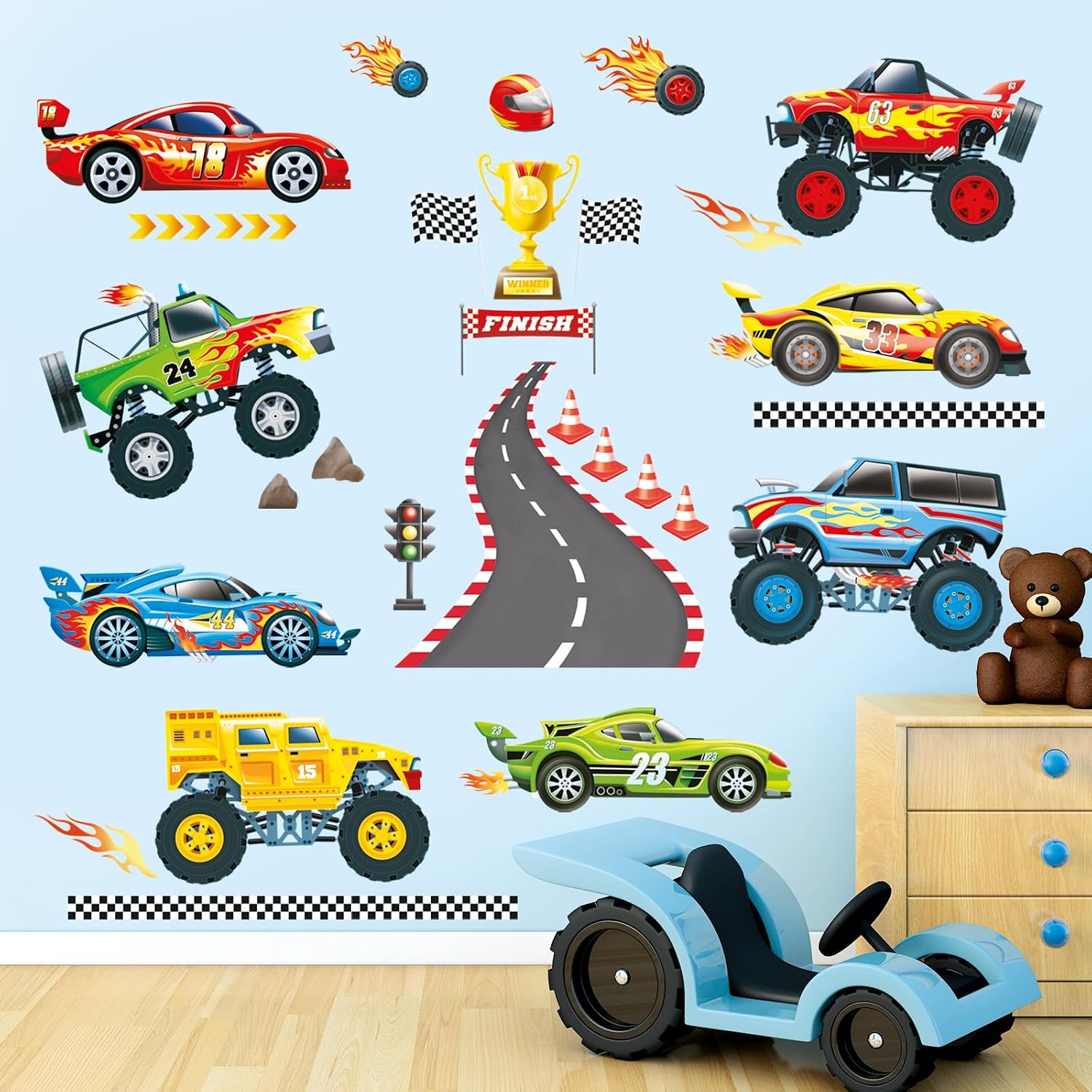 Racing Car Wall Stickers for Boys