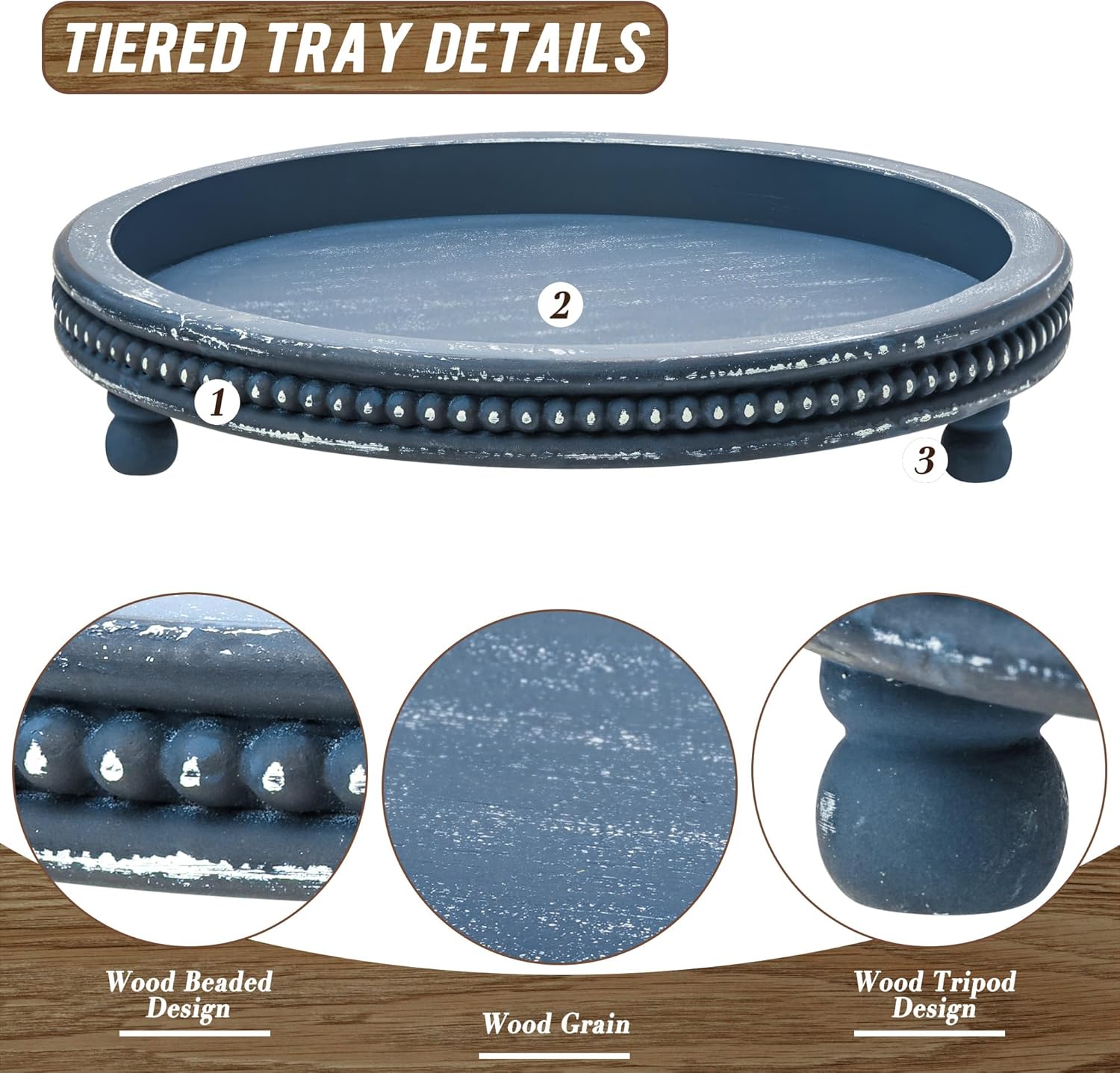 Handmade Decorative Tray / Blue / 12 Inch